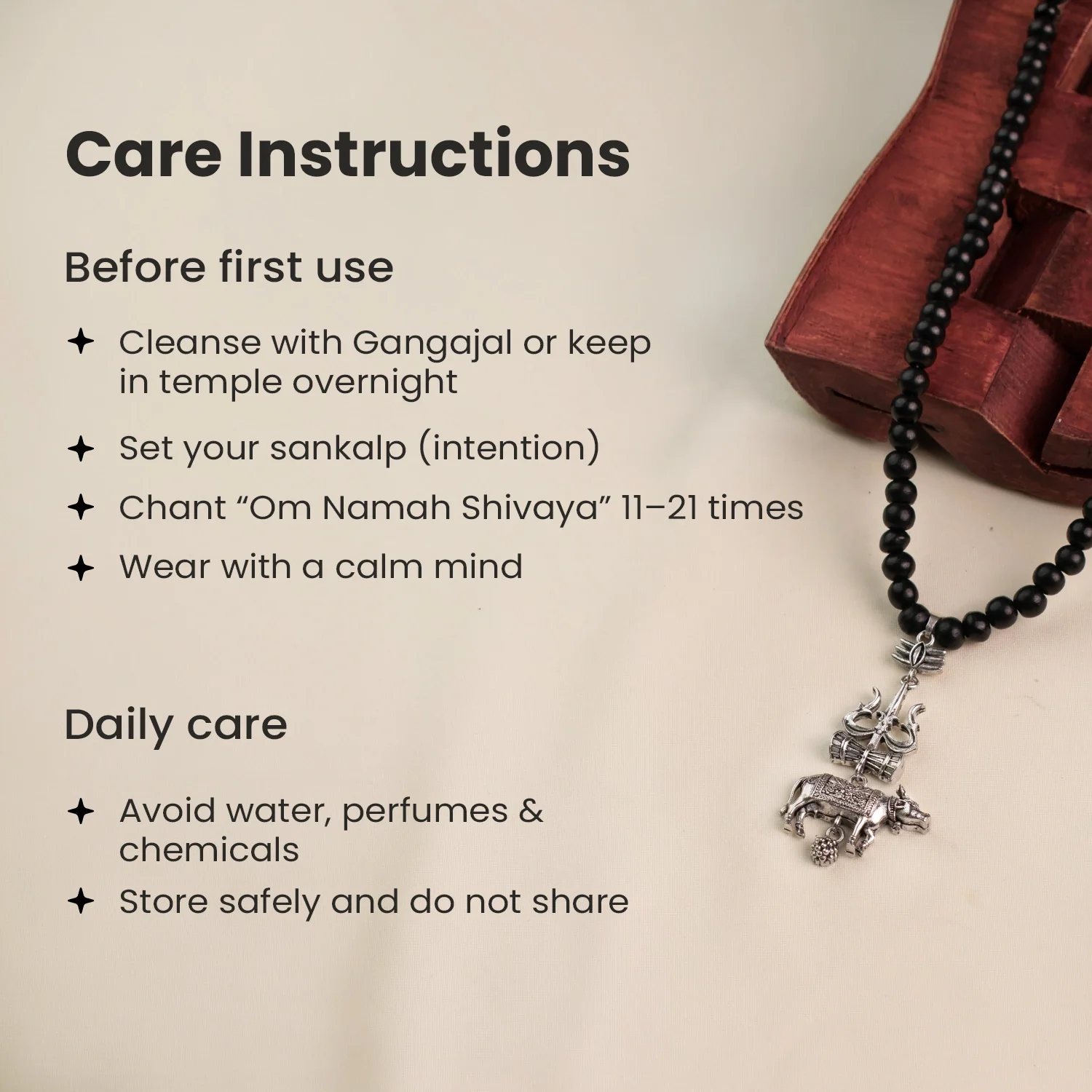 Karungali Mala with Shiv Trishul Nandi Pendant - Image 9
