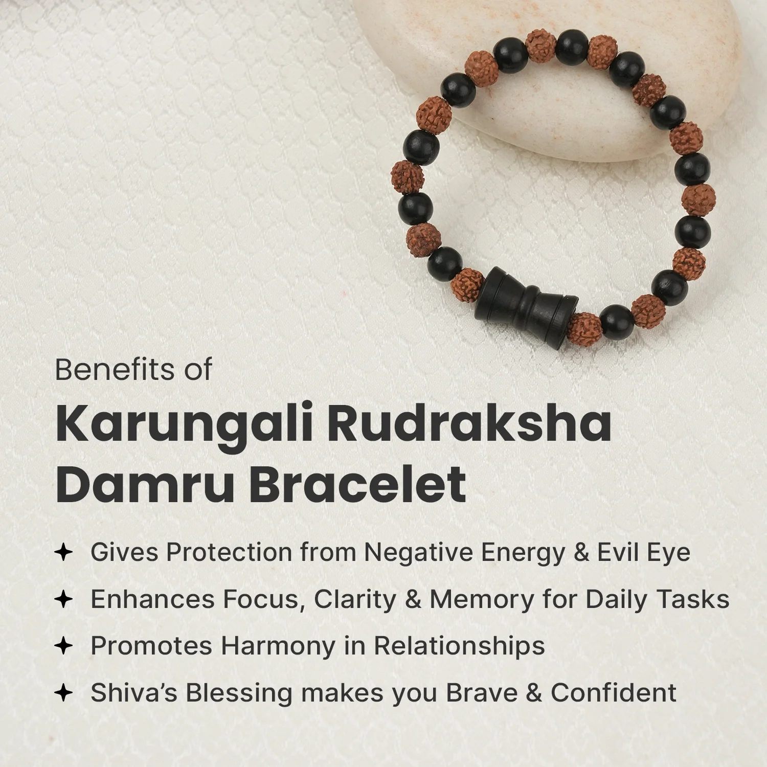 Karungali Rudraksha Damru Bracelet - Image 4