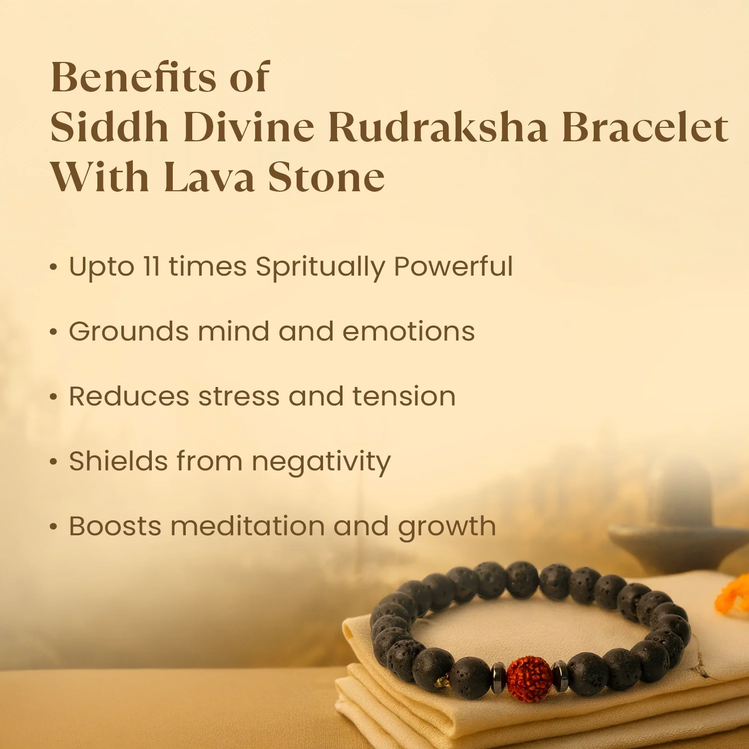 Kashi Siddh Divine Rudraksha Bracelet With Lava Stone - Image 3