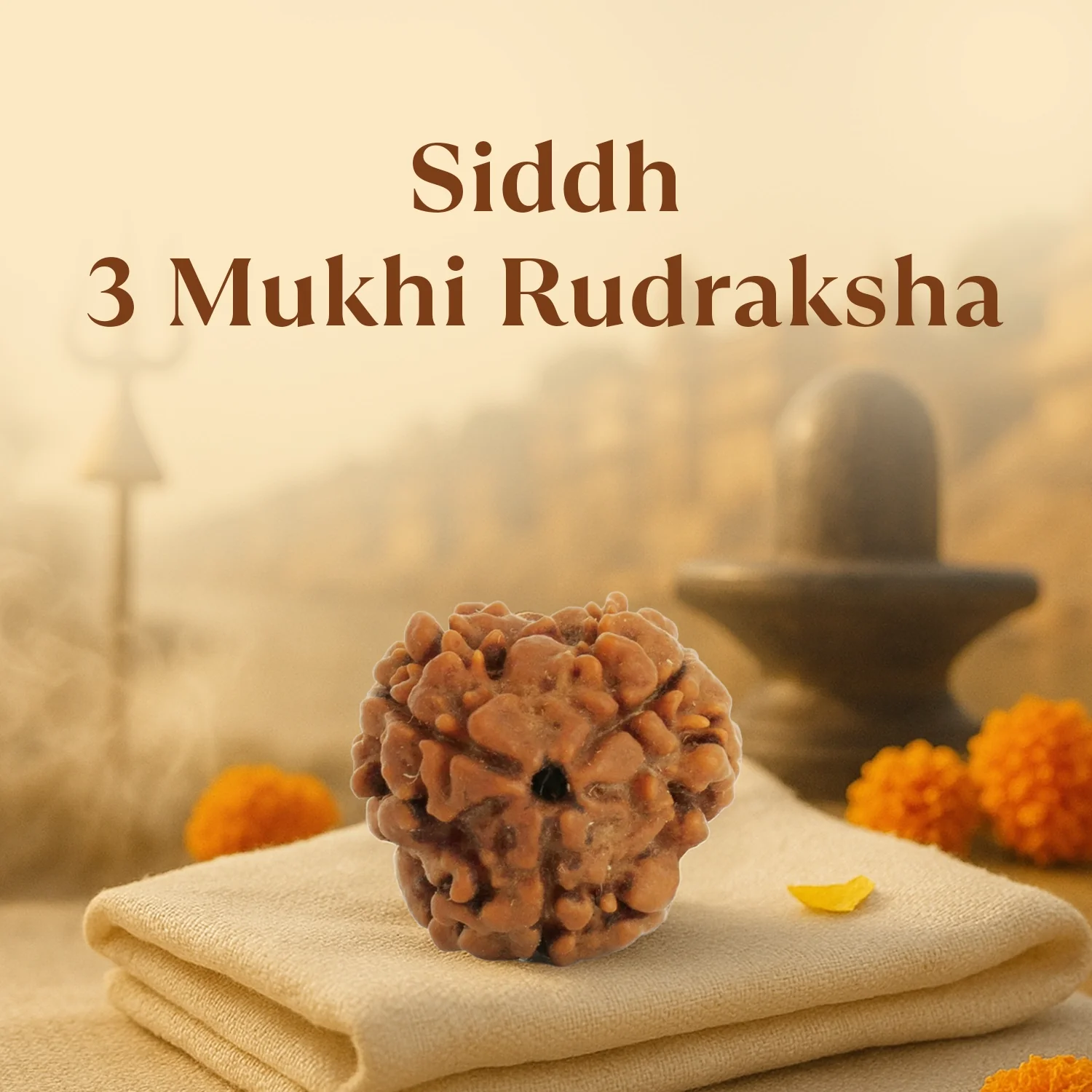 Kashi Siddh Nepal Origin 3 Mukhi Rudraksha - 17mm to 22mm