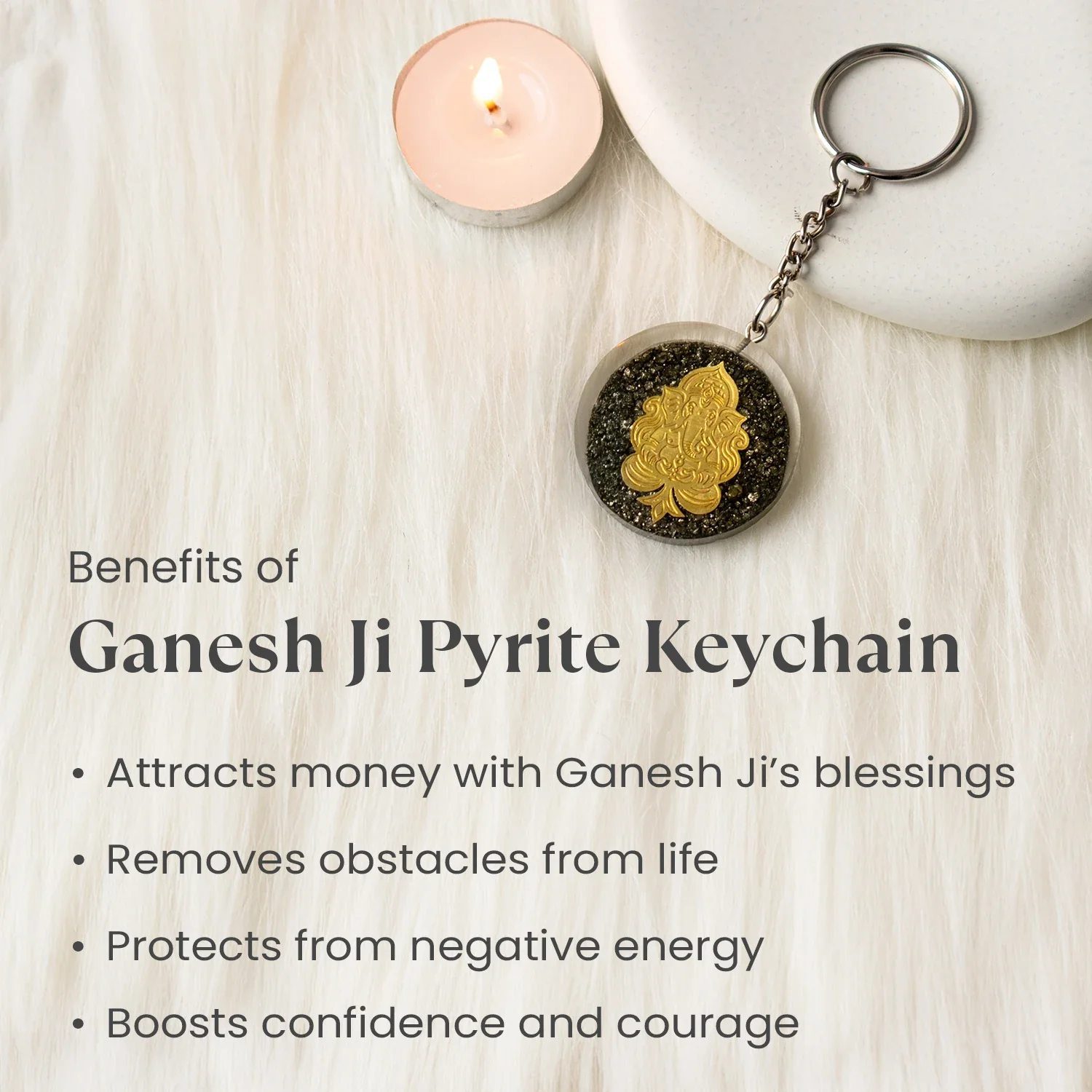 Lakshmi-Ganesh Ji Pyrite Keychain Combo - Image 5