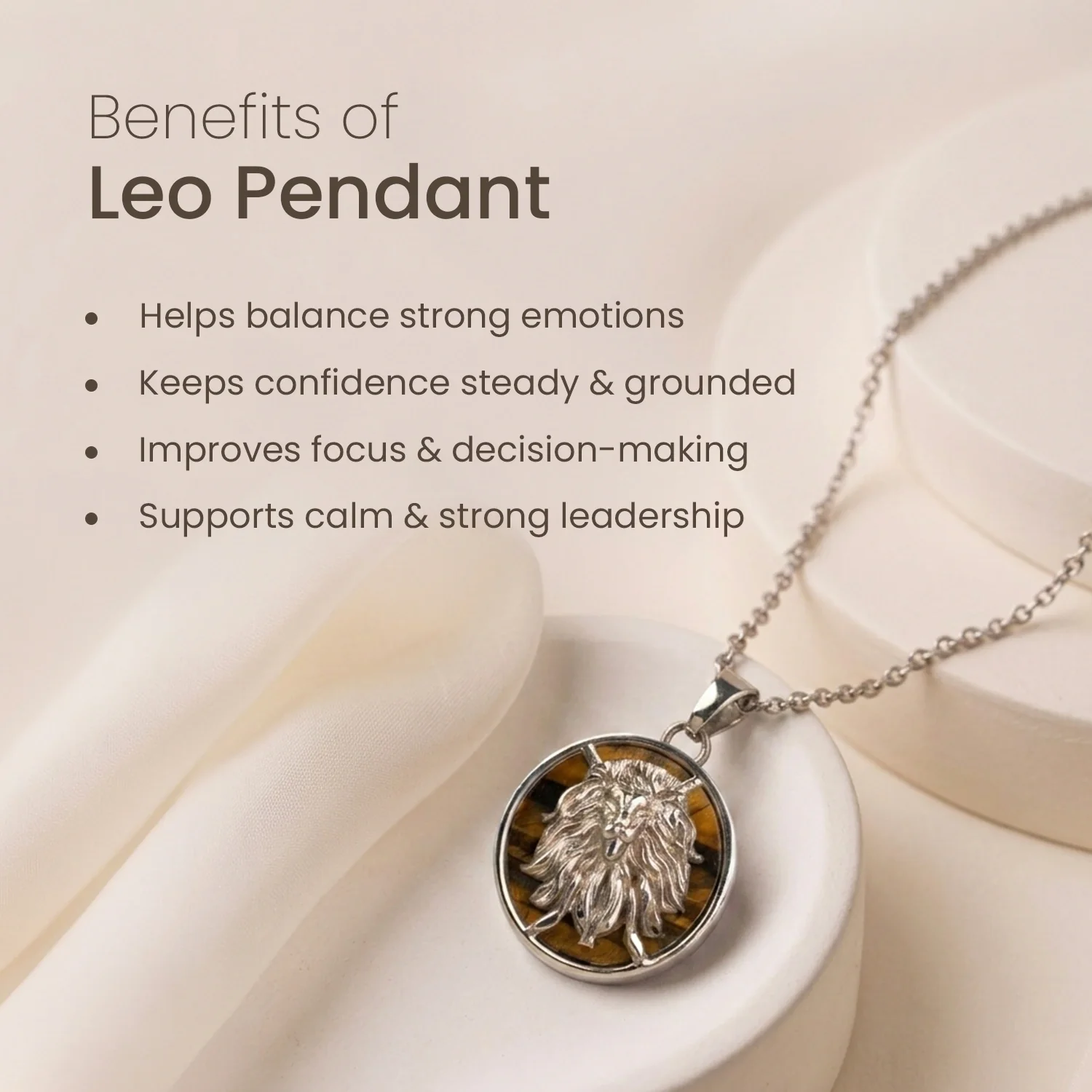 Leo Pendant (सिंह राशि) with Tiger Eye - Image 6
