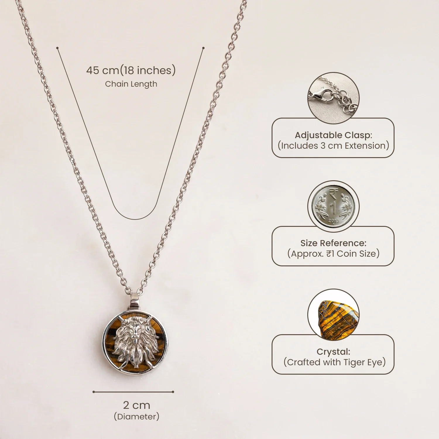 Leo Pendant (सिंह राशि) with Tiger Eye - Image 9
