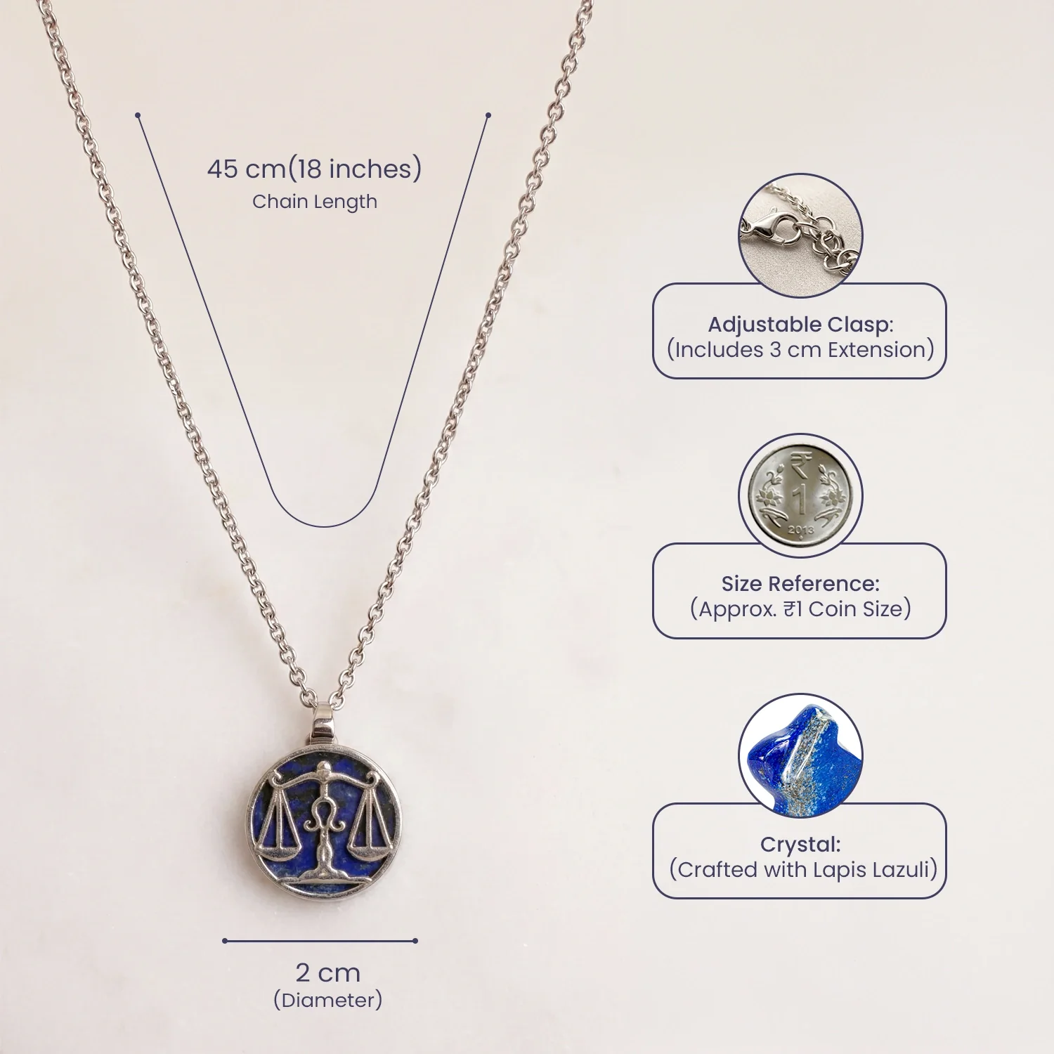Libra Pendant (तुला राशि) with Lapis Lazuli - Image 9