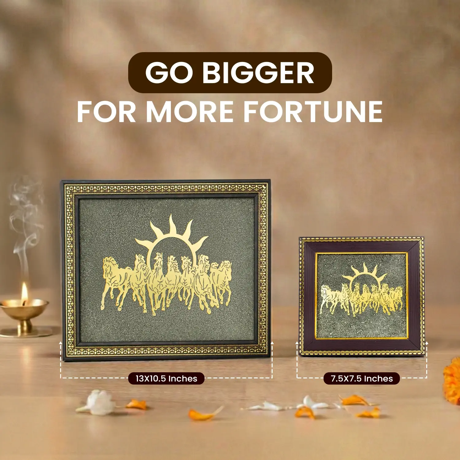 Limited Edition - 7 Horses on Raw Pyrite Frame (Big Size) - Image 2