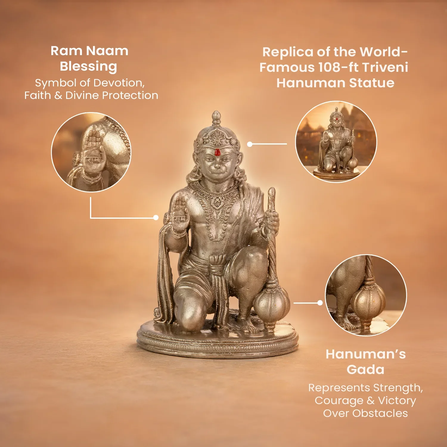 Limited Edition Siddh Triveni Hanuman Murti Gold - Image 7
