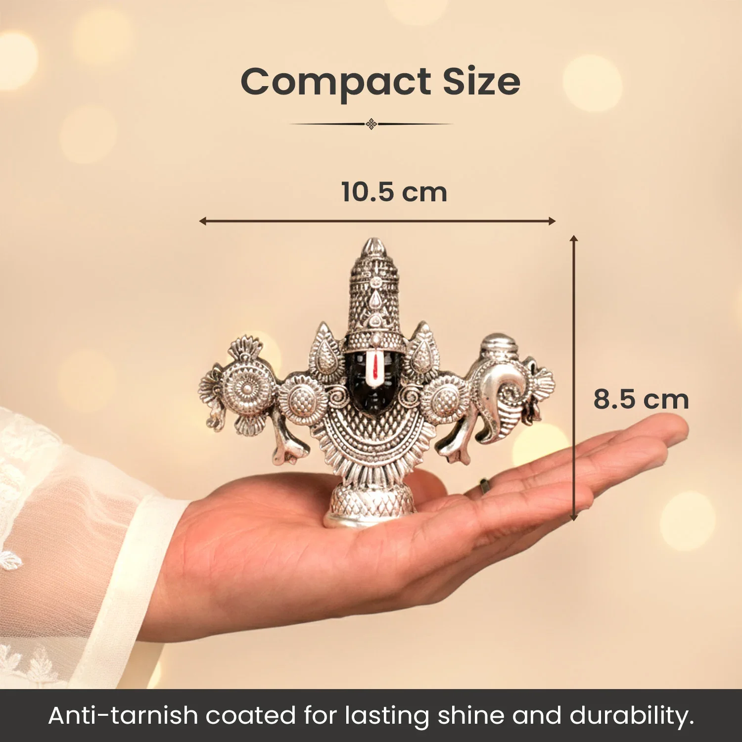 999 Silver Plated Lord Tirupati Balaji Idol - Image 6