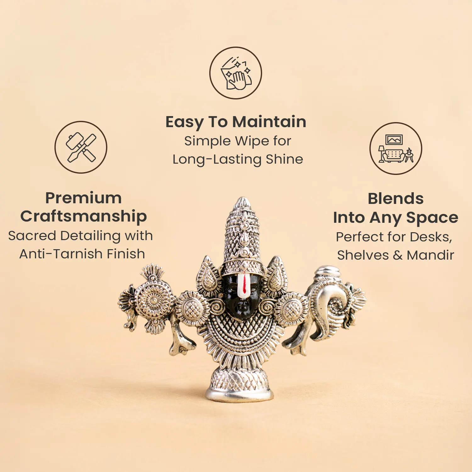 999 Silver Plated Lord Tirupati Balaji Idol - Image 7