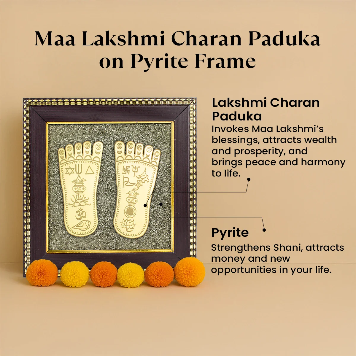 Lakshmi Charan Paduka Frame with FREE Subh Labh Pyrite Frame - Image 7