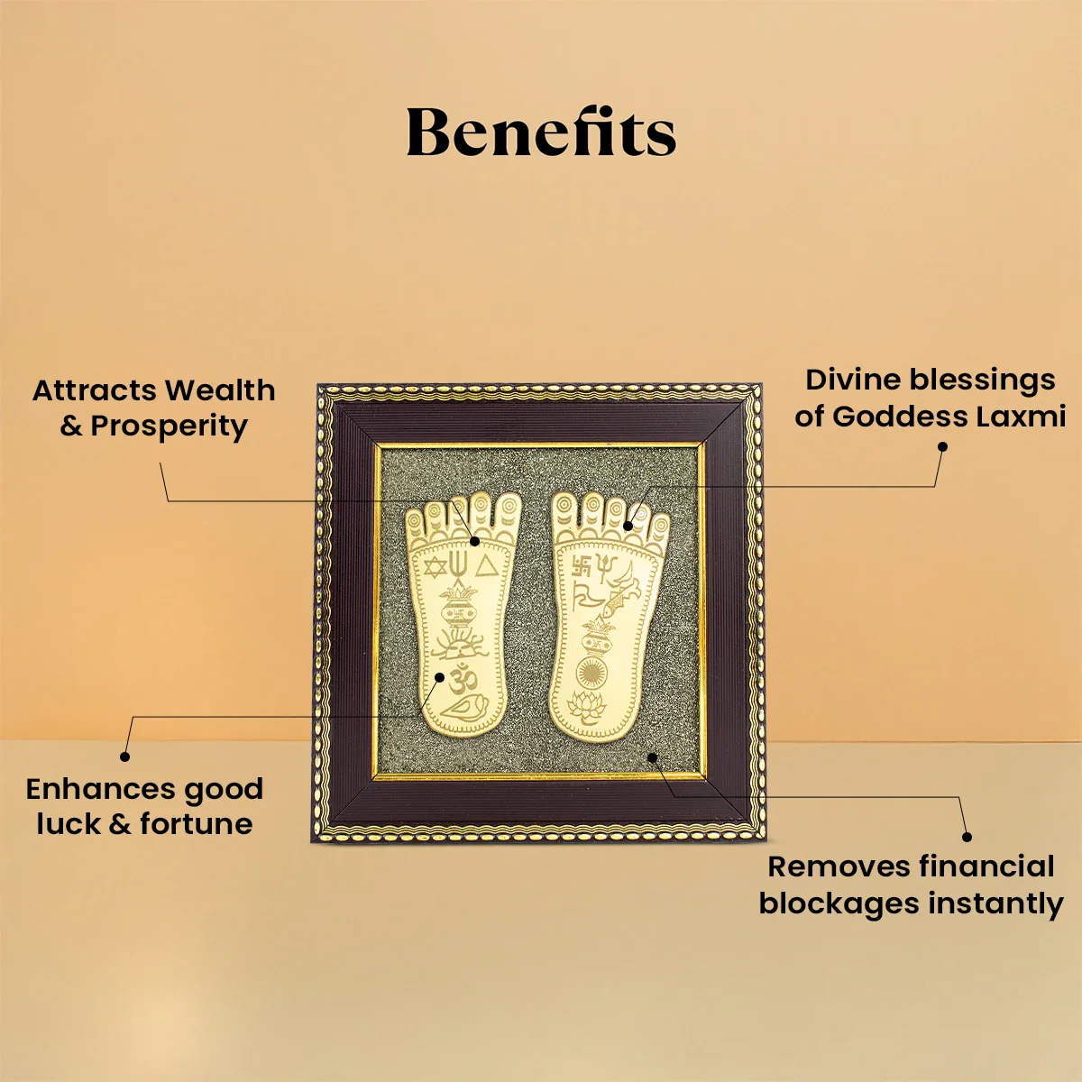 Lakshmi Charan Paduka Frame with FREE Subh Labh Pyrite Frame - Image 5