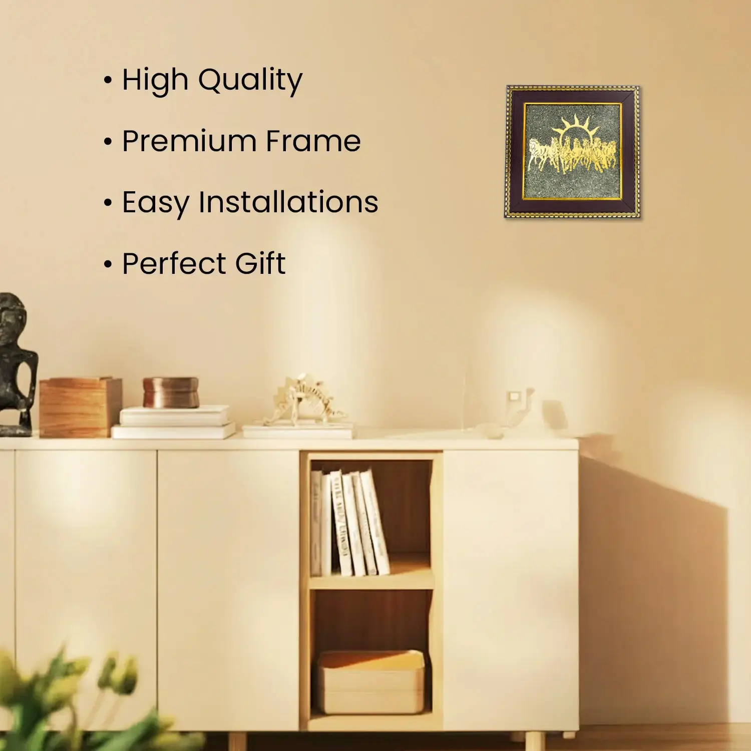 7 Horses Raw Pyrite Frame with Vyapar Vriddhi Frame Combo - Image 5