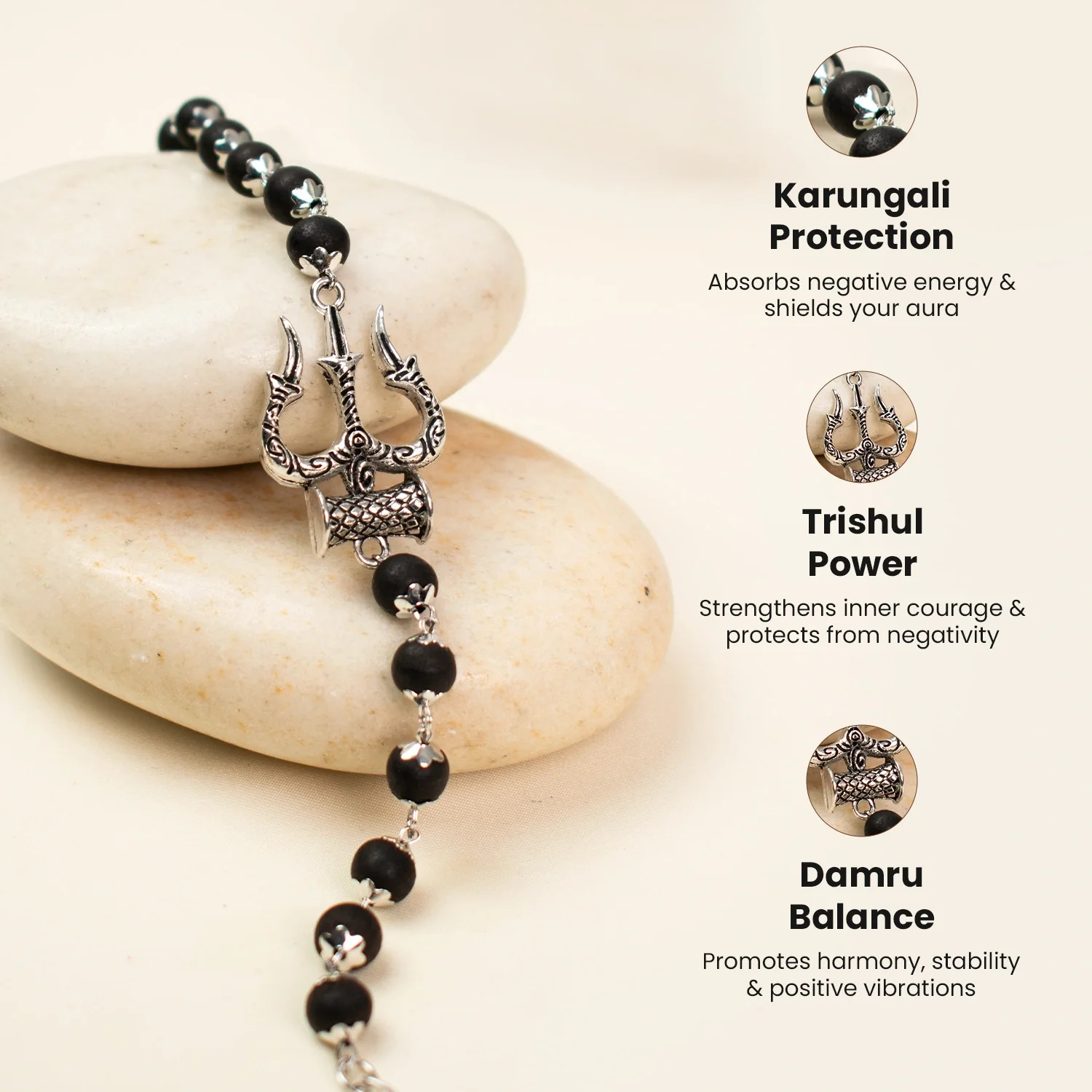 Mahadev Trishul Damru Karungali Kavach Bracelet - Image 5