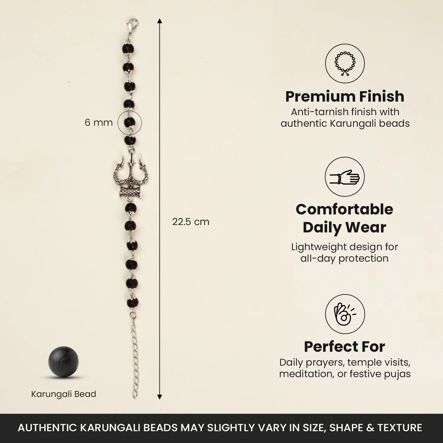 Mahadev Trishul Damru Karungali Kavach Bracelet - Image 7
