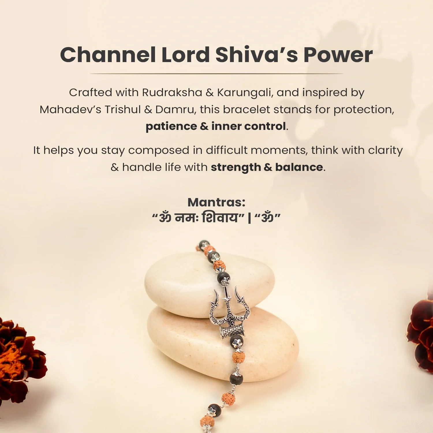 Mahadev Trishul Damru Rudraksha Karungali Kavach Bracelet - Image 6