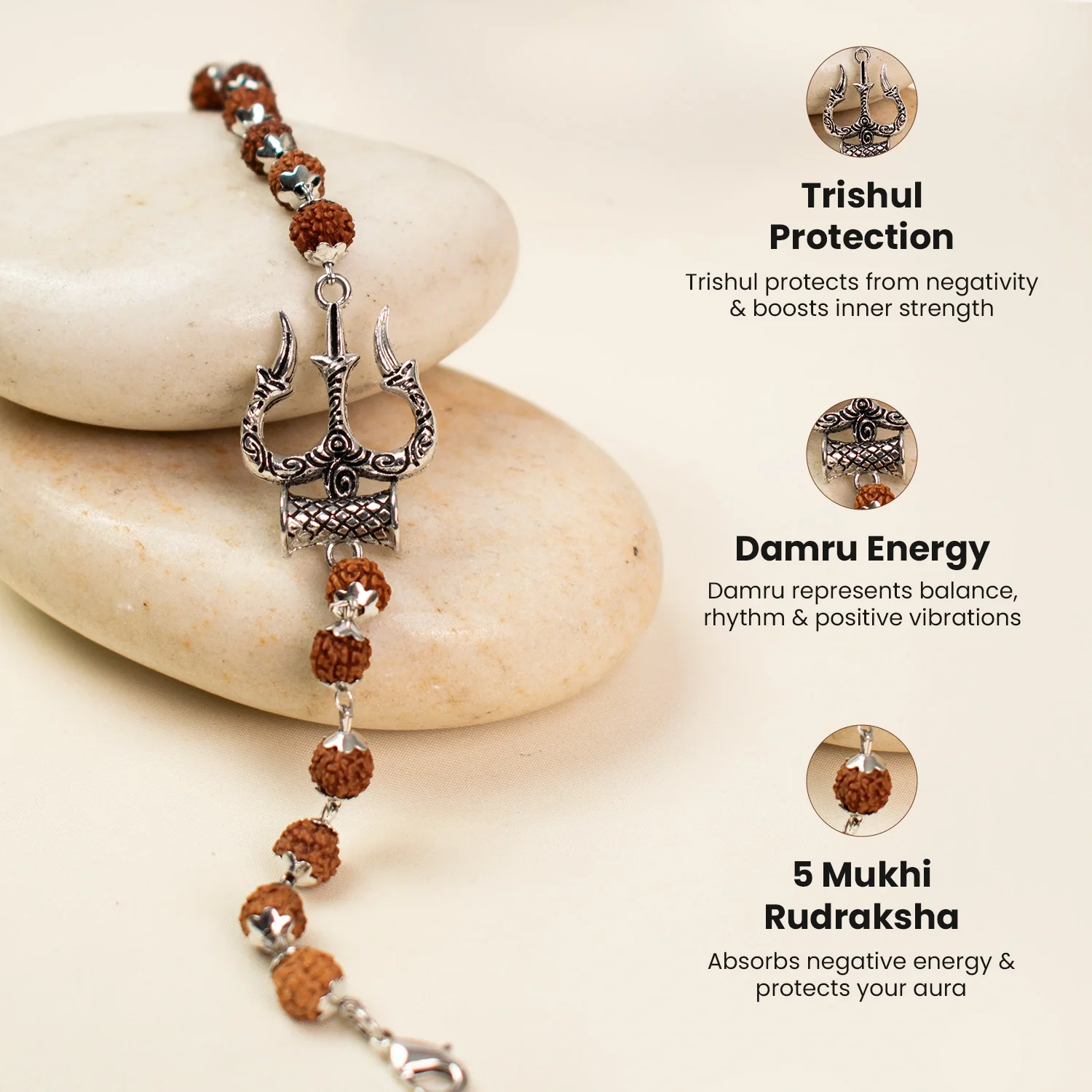 Mahadev Trishul Damru Rudraksha Kavach Bracelet - Image 5