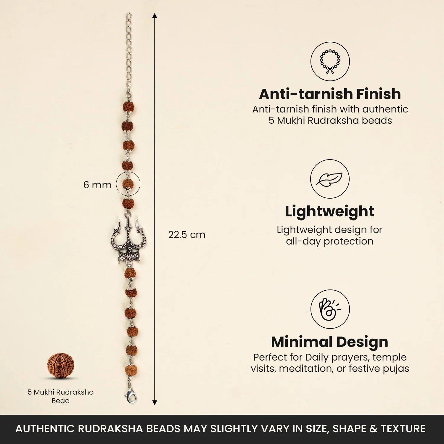 Mahadev Trishul Damru Rudraksha Kavach Bracelet - Image 8