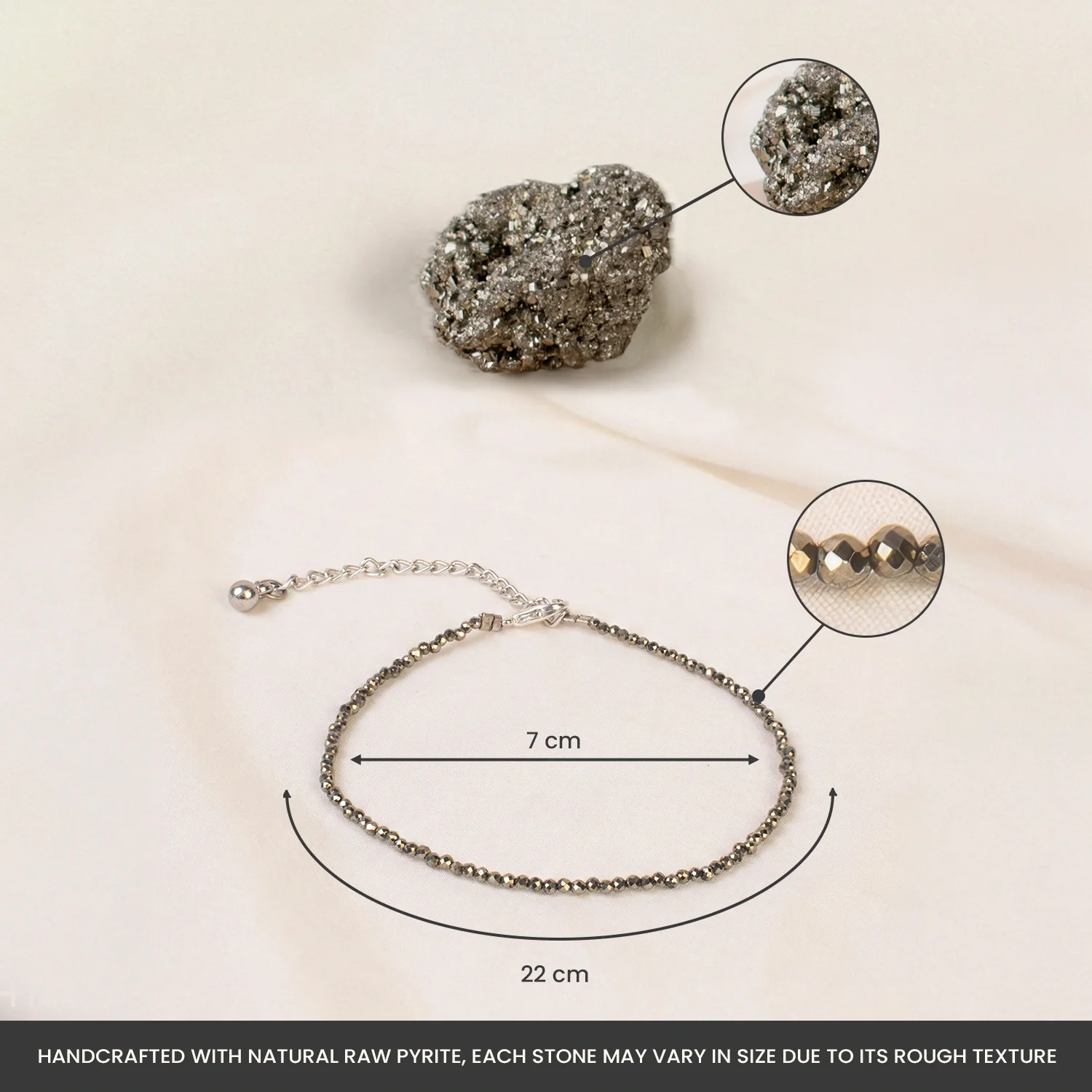 Mahalaxmi Combo - Raw Pyrite Anklet with Pyrite Stone - Image 9