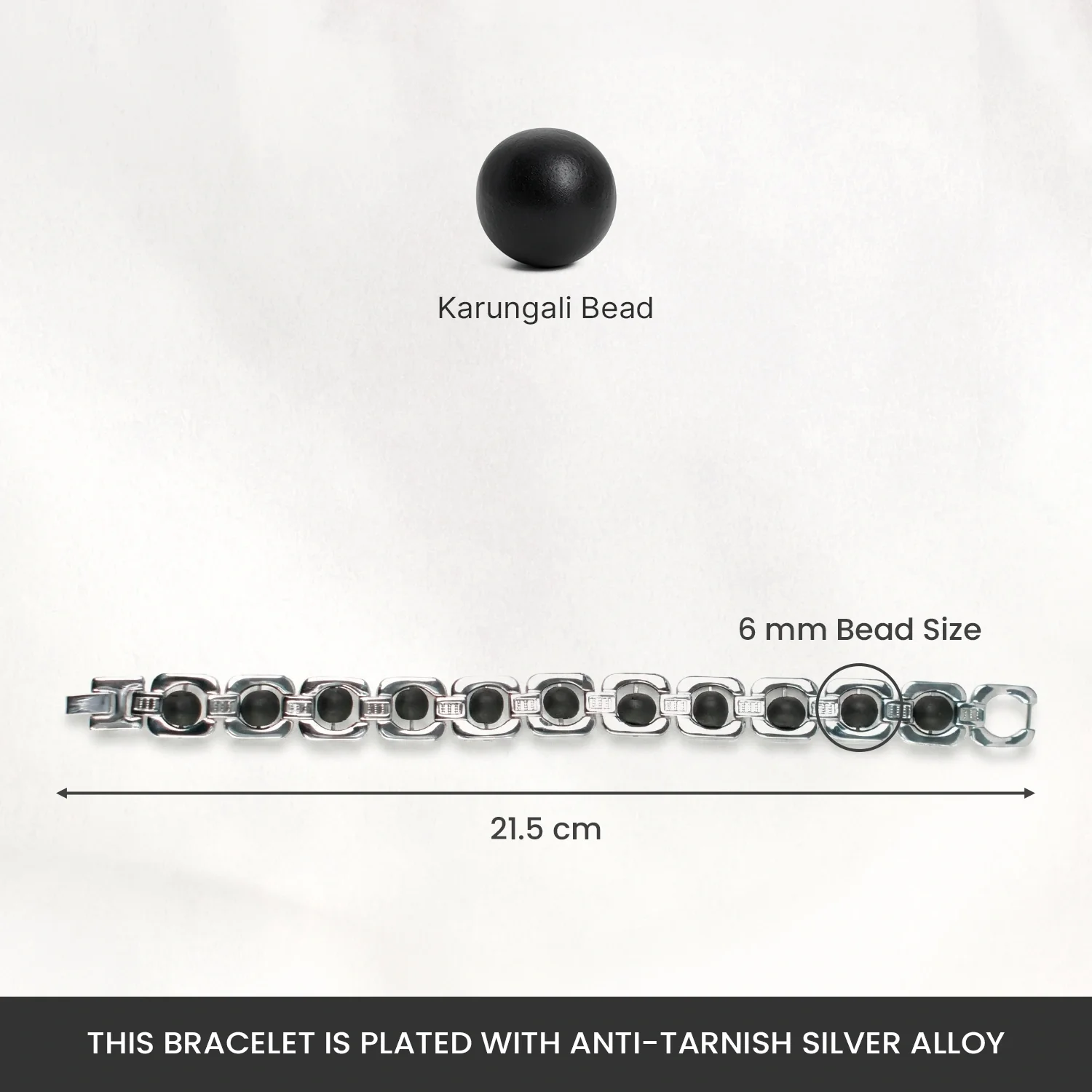 Metal Karungali Bracelet - Silver - Image 3