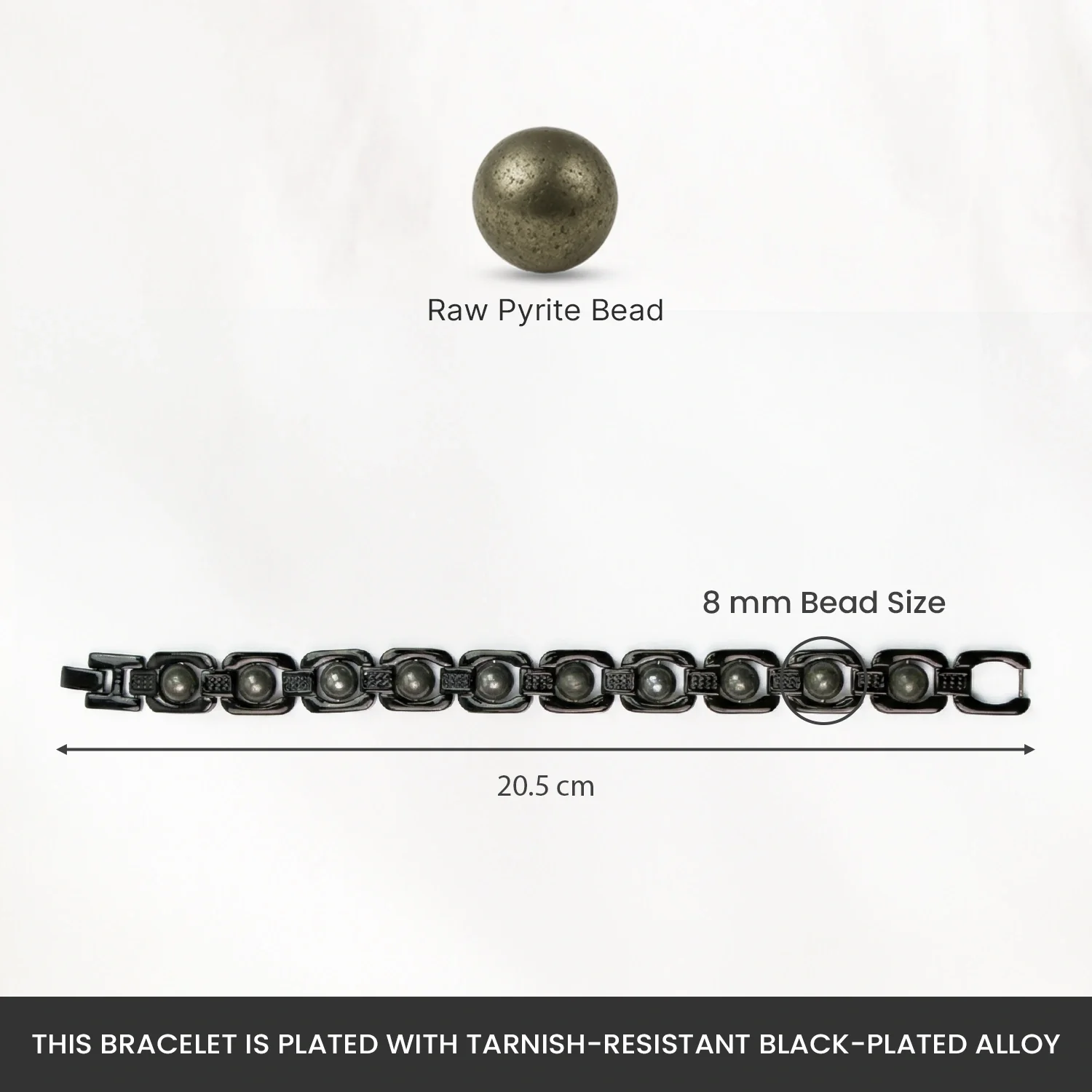 Metal Raw Pyrite Bracelet - Black - Image 5