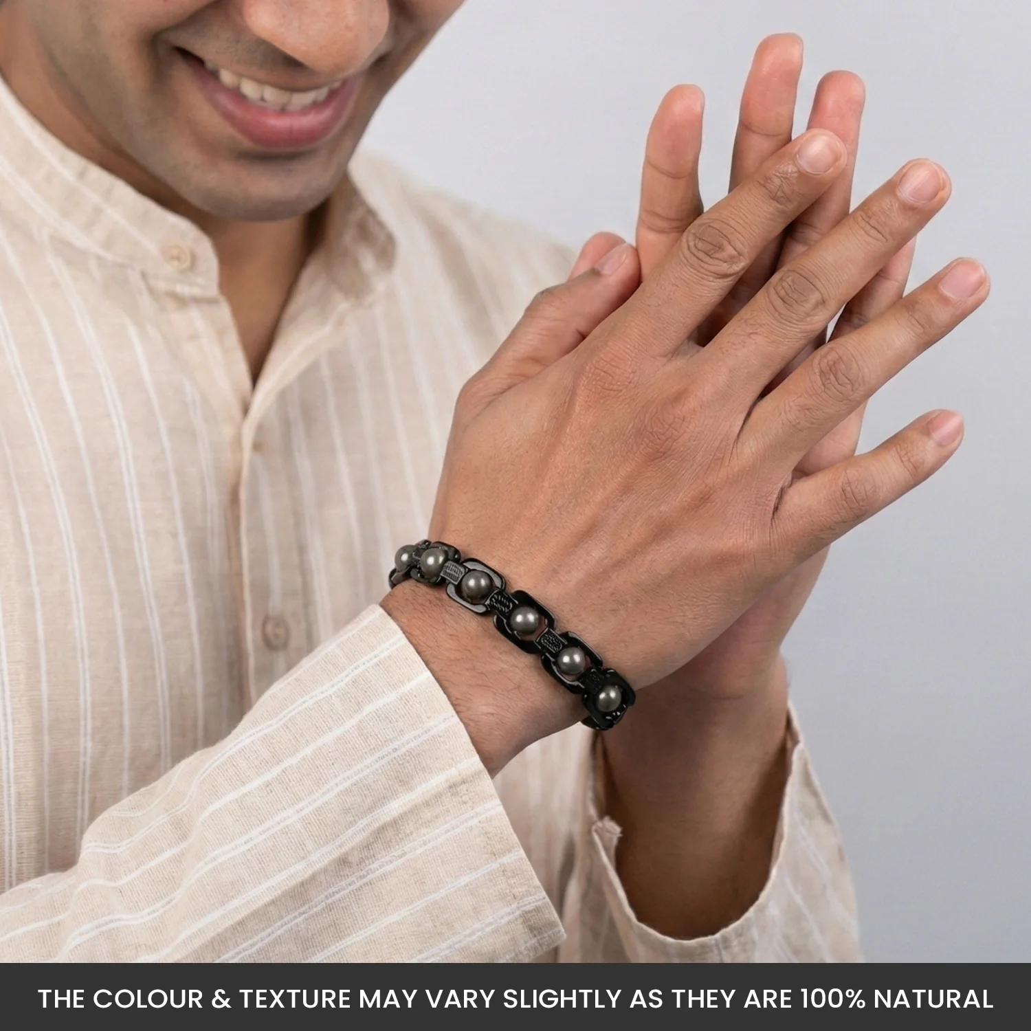 Metal Raw Pyrite Bracelet - Black - Image 6