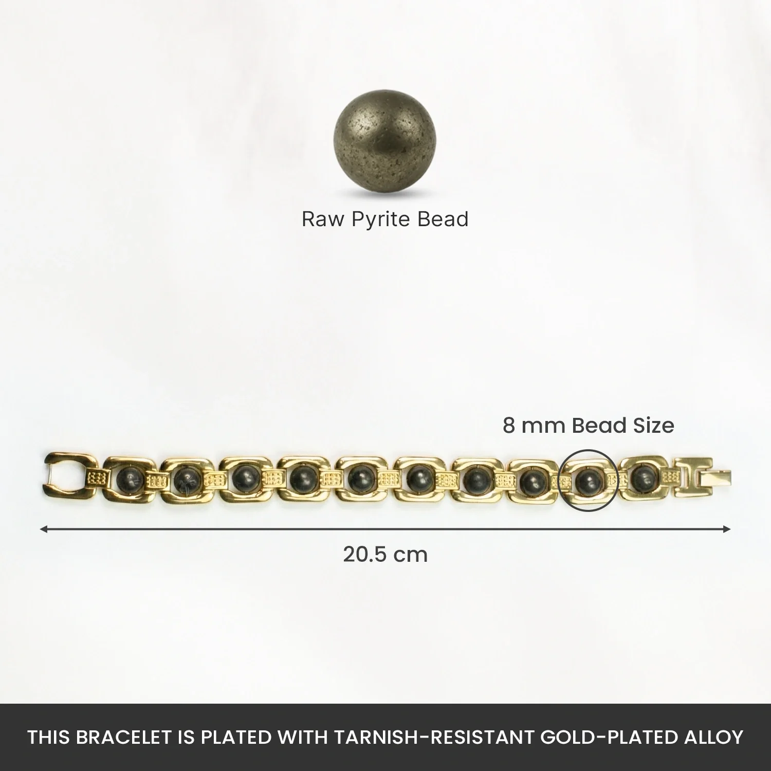 Metal Raw Pyrite Bracelet - Gold - Image 5