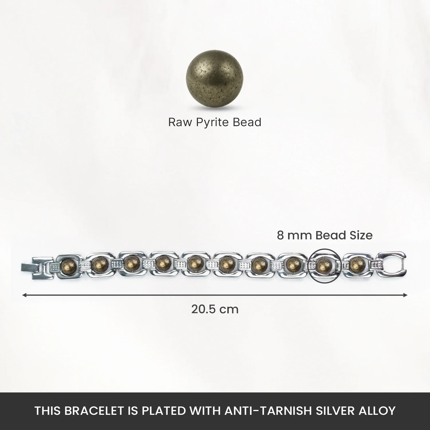 Metal Raw Pyrite Bracelet - Silver - Image 6