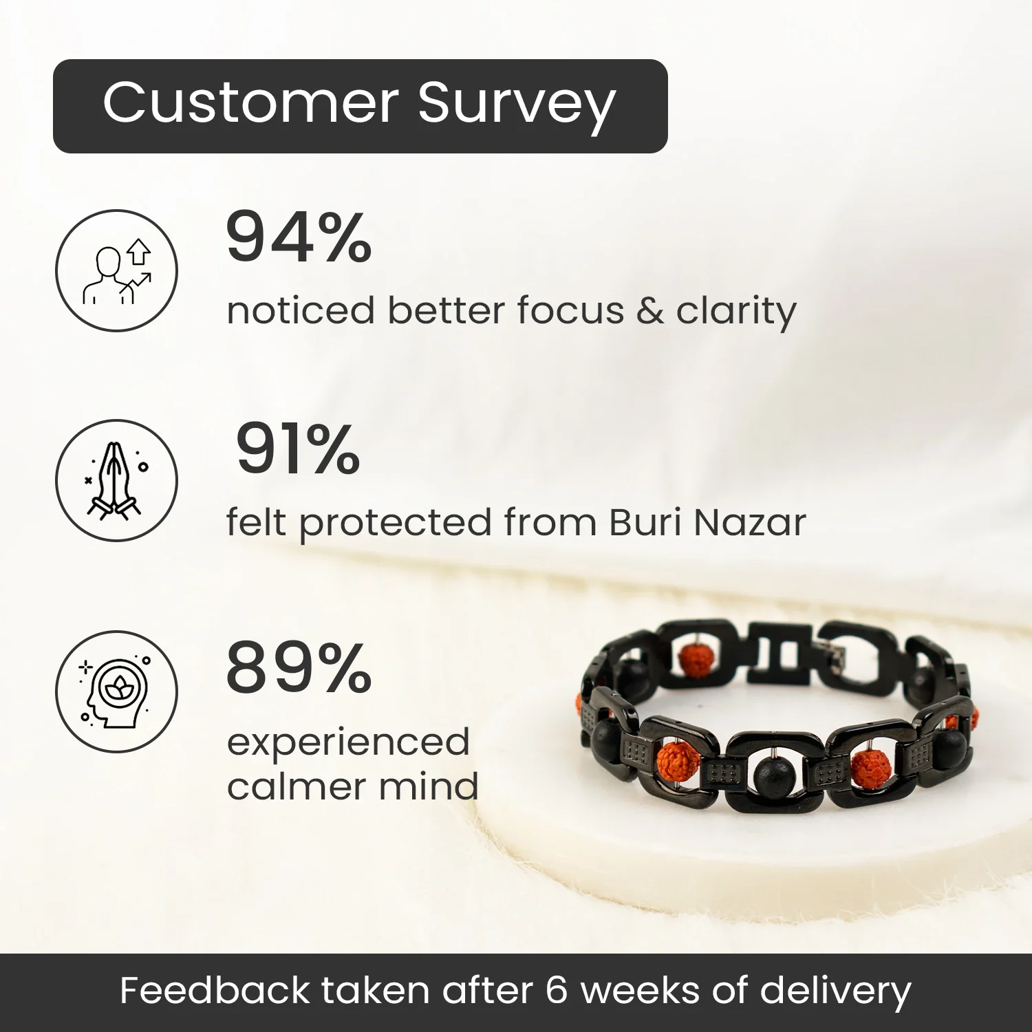 Metal Rudraksha and Karungali Bracelet - Black - Image 3
