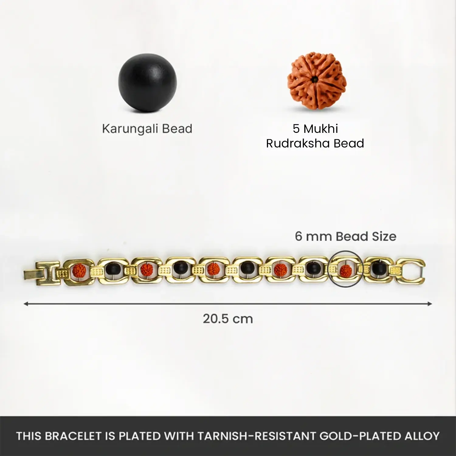 Metal Ruduraksha And Karungali Bracelet - Gold - Image 5