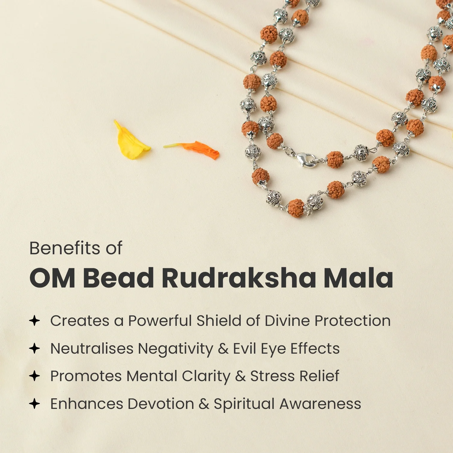 OM Bead Rudraksha Mala - Image 3
