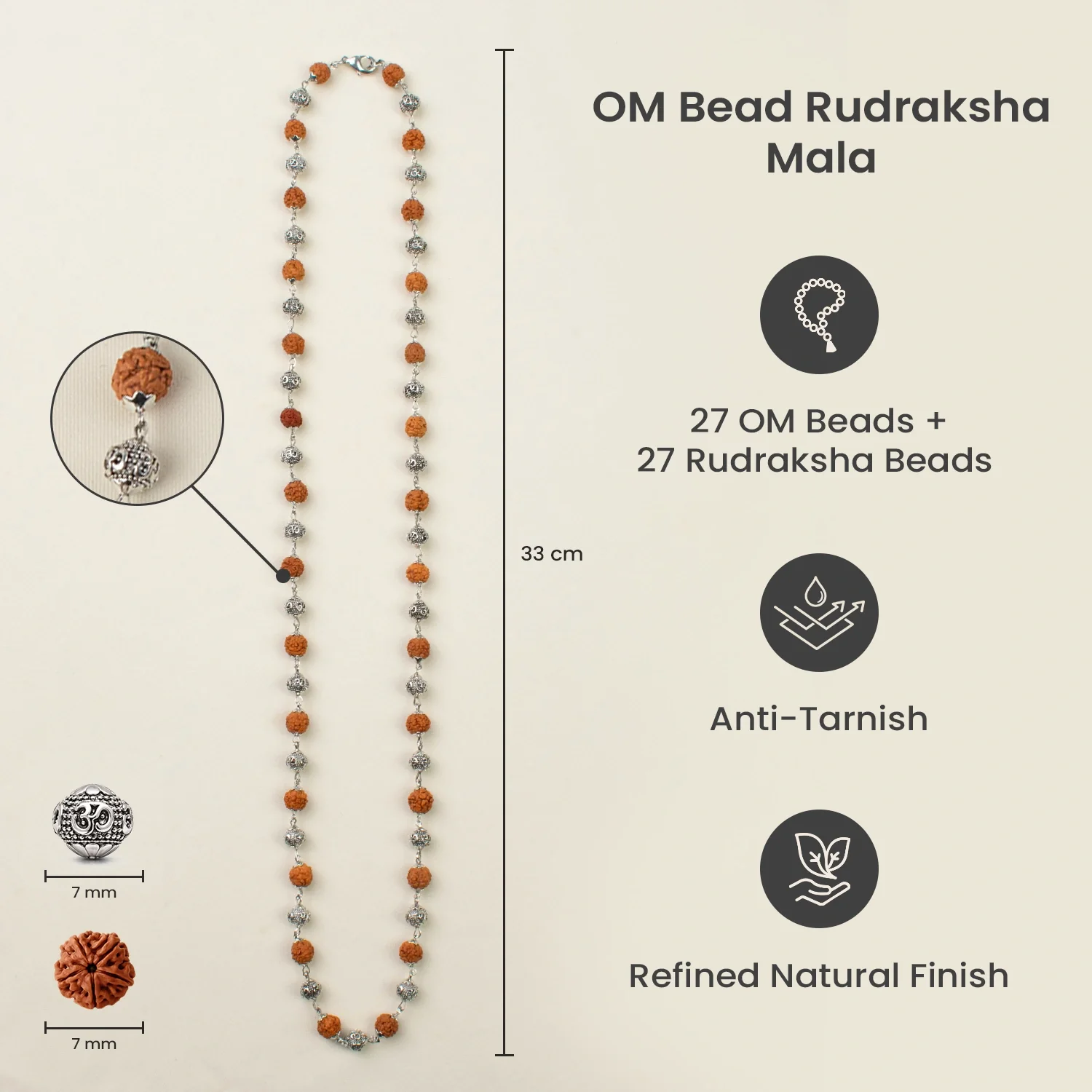 OM Bead Rudraksha Mala - Image 8