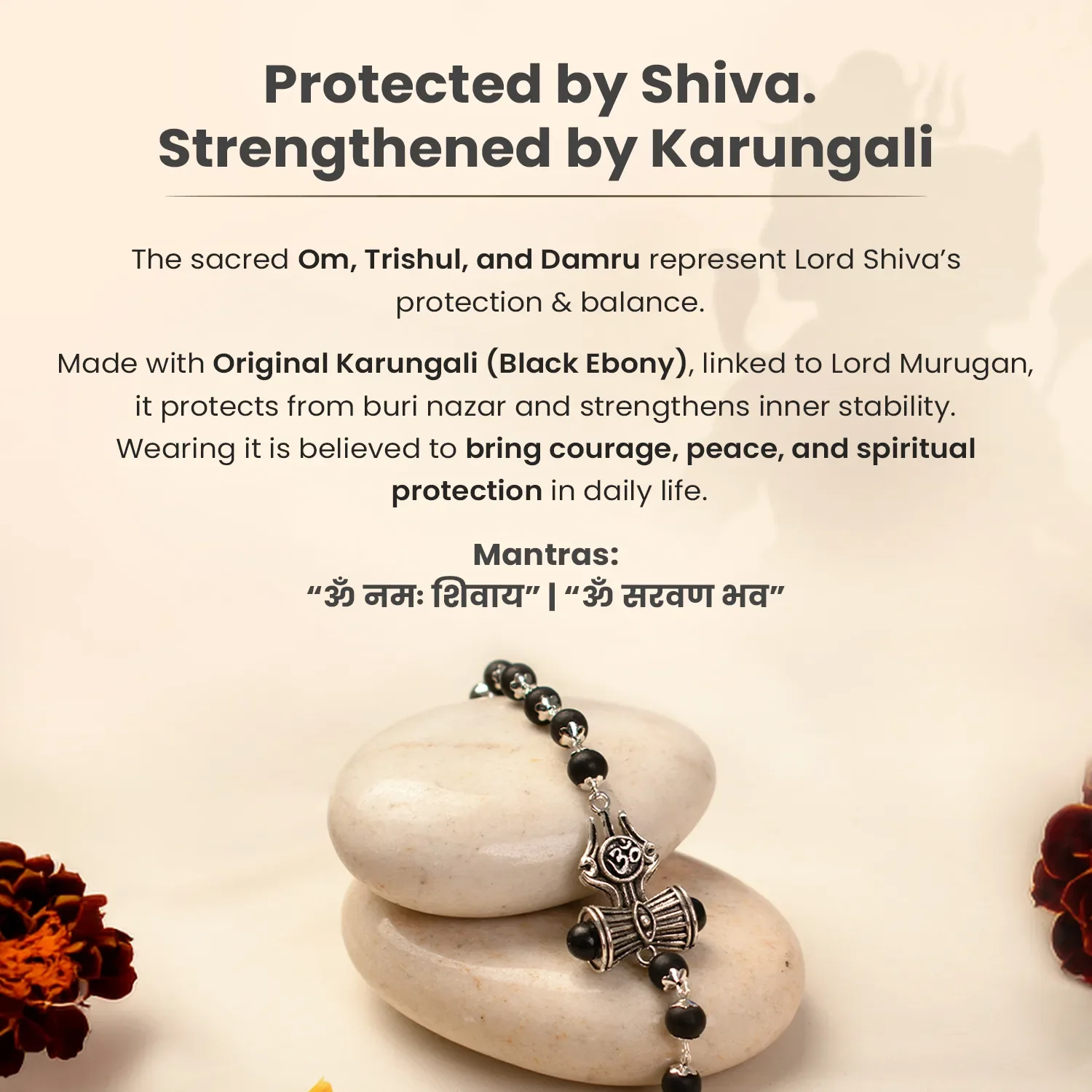 Om Trinetra Trishul Damru Karungali Bracelet - Image 6