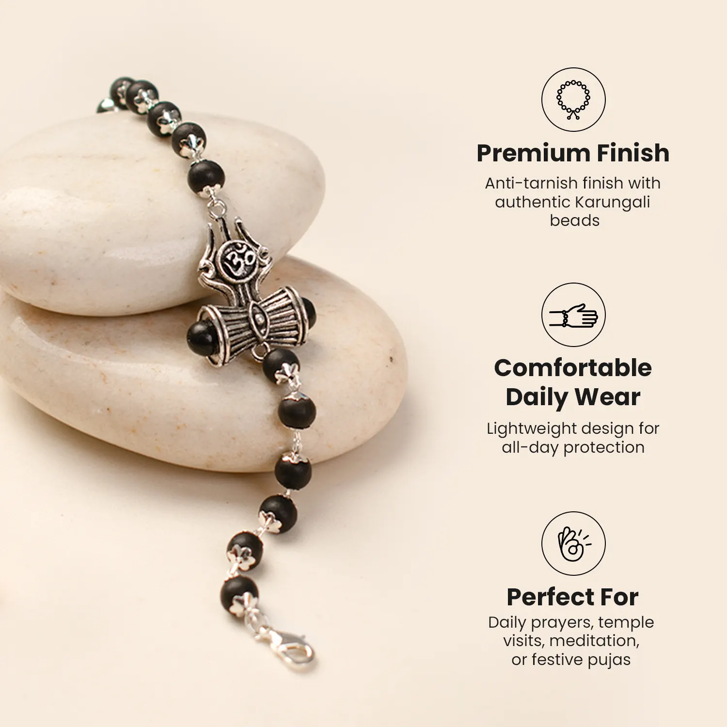 Om Trinetra Trishul Damru Karungali Bracelet - Image 9