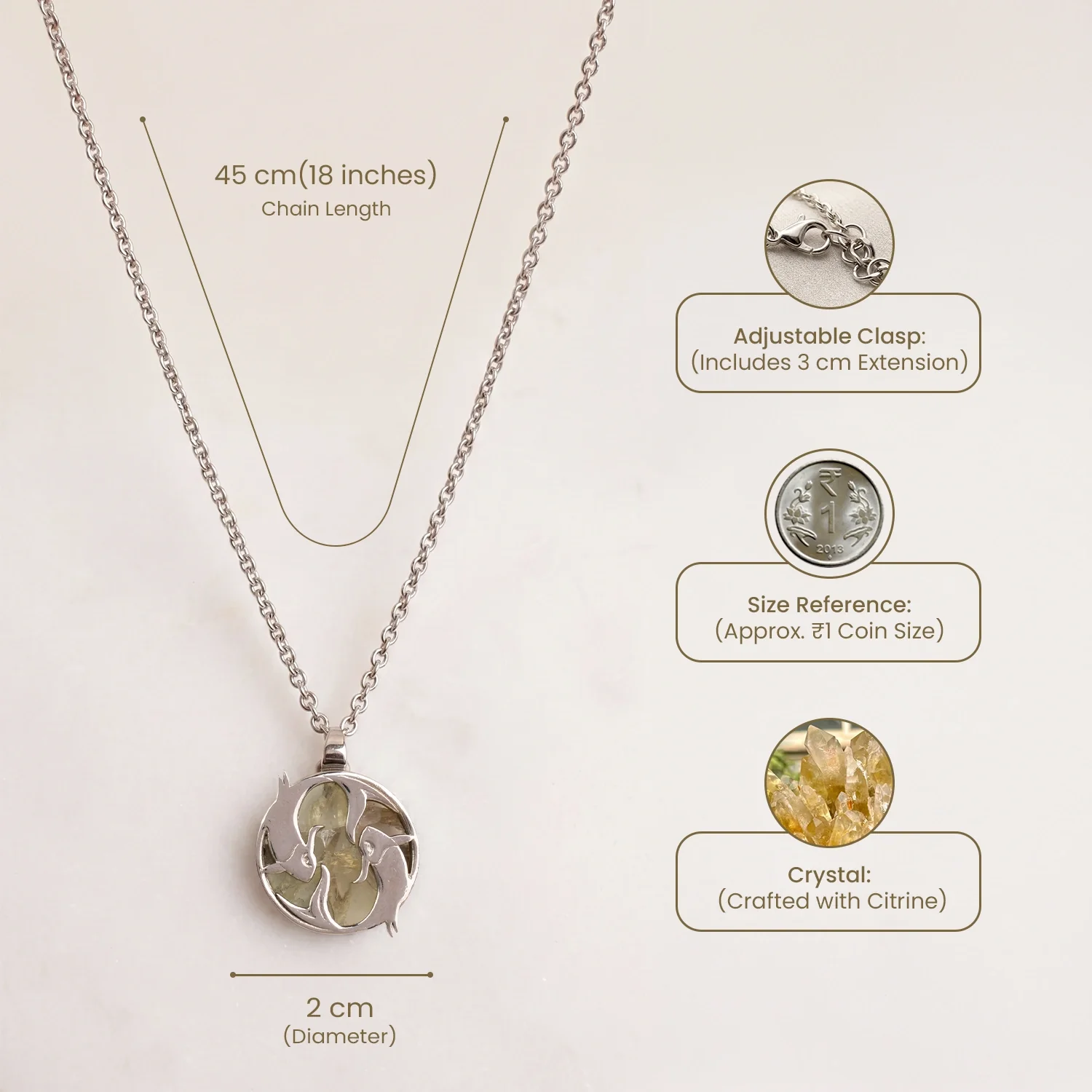 Pisces Pendant (मीन राशि) with Citrine - Image 9