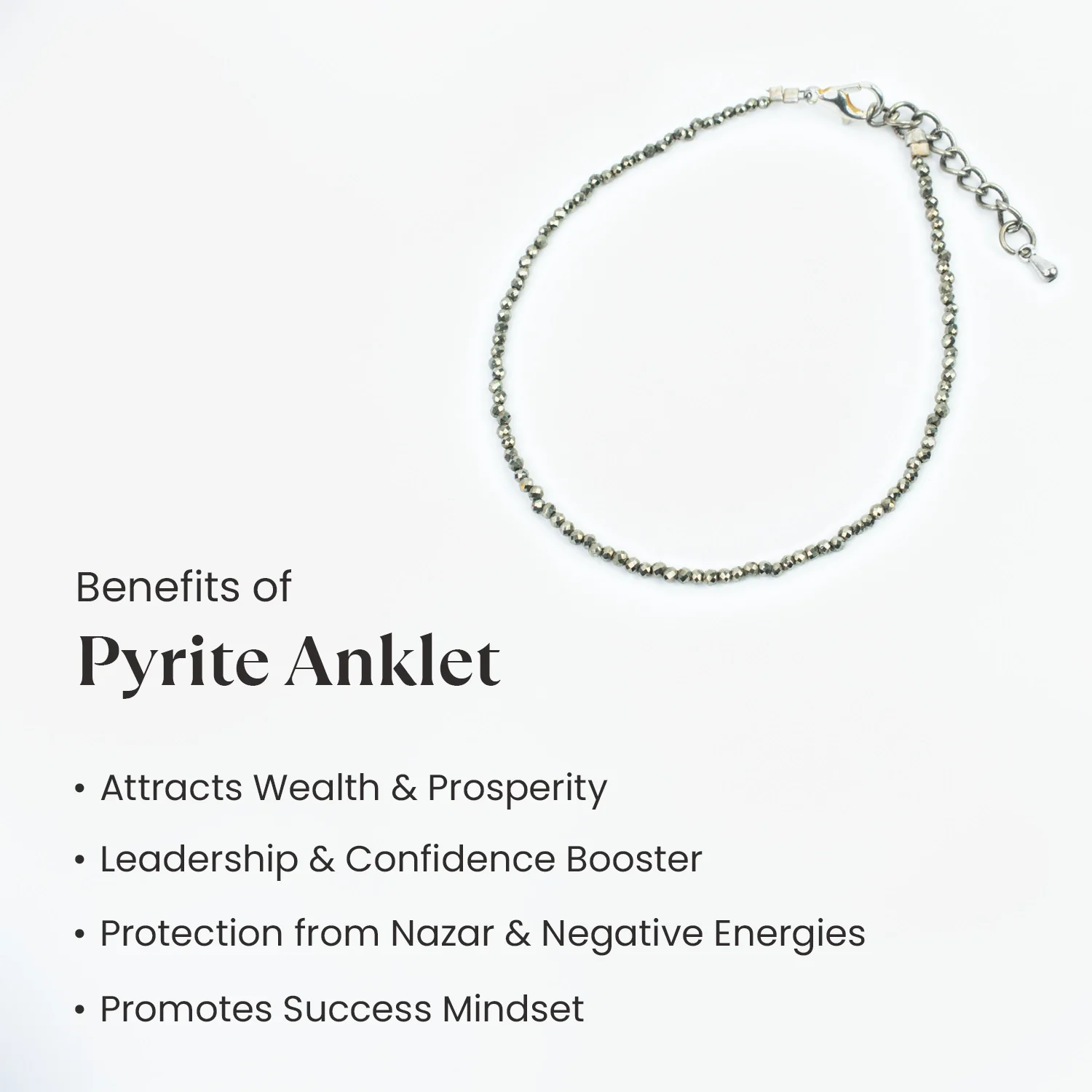 Pyrite Anklet with Free Black Tourmaline Anklet with Evil Eye Charm - Image 6