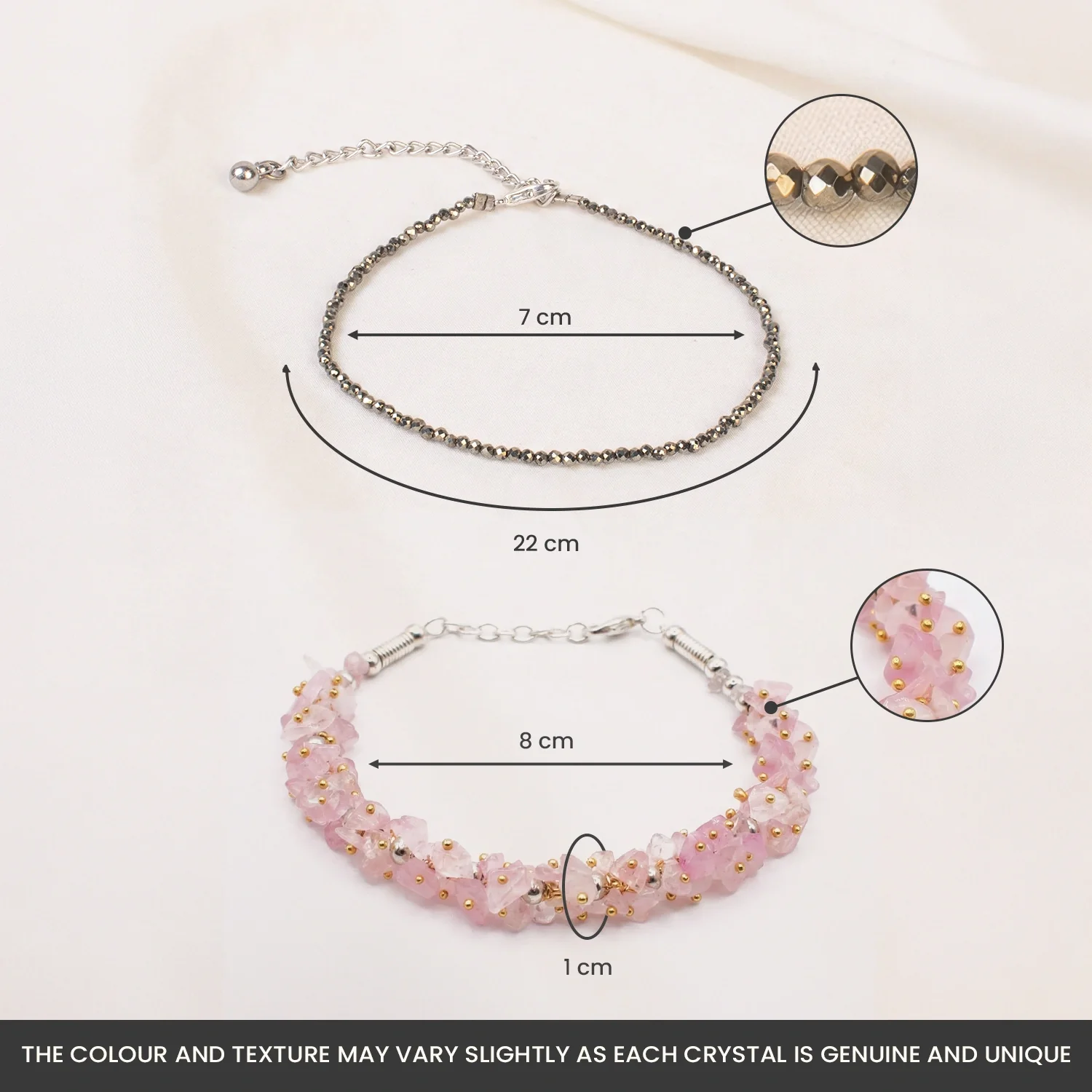 Pyrite Anklet with FREE Rose Quartz Chips Bracelet - Image 10