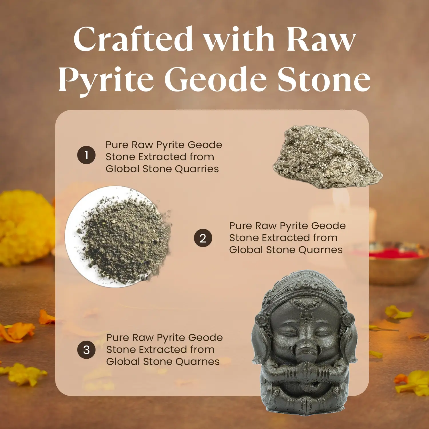 Pyrite Bal Ganesha Idol with FREE Lakshmi Ji Keychain - Image 5
