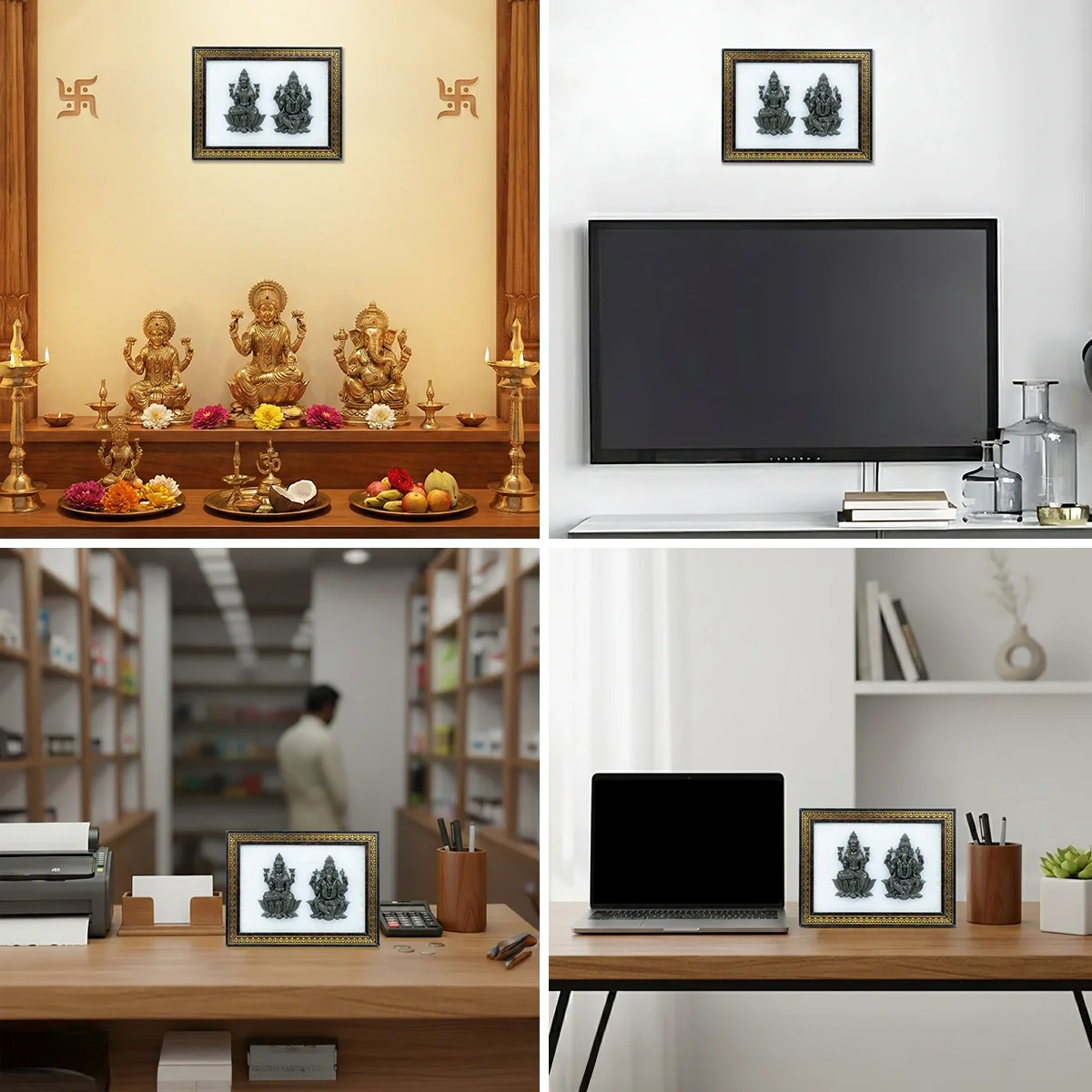 Pyrite Lakshmi - Ganesh Ji on Selenite Frame - Image 7