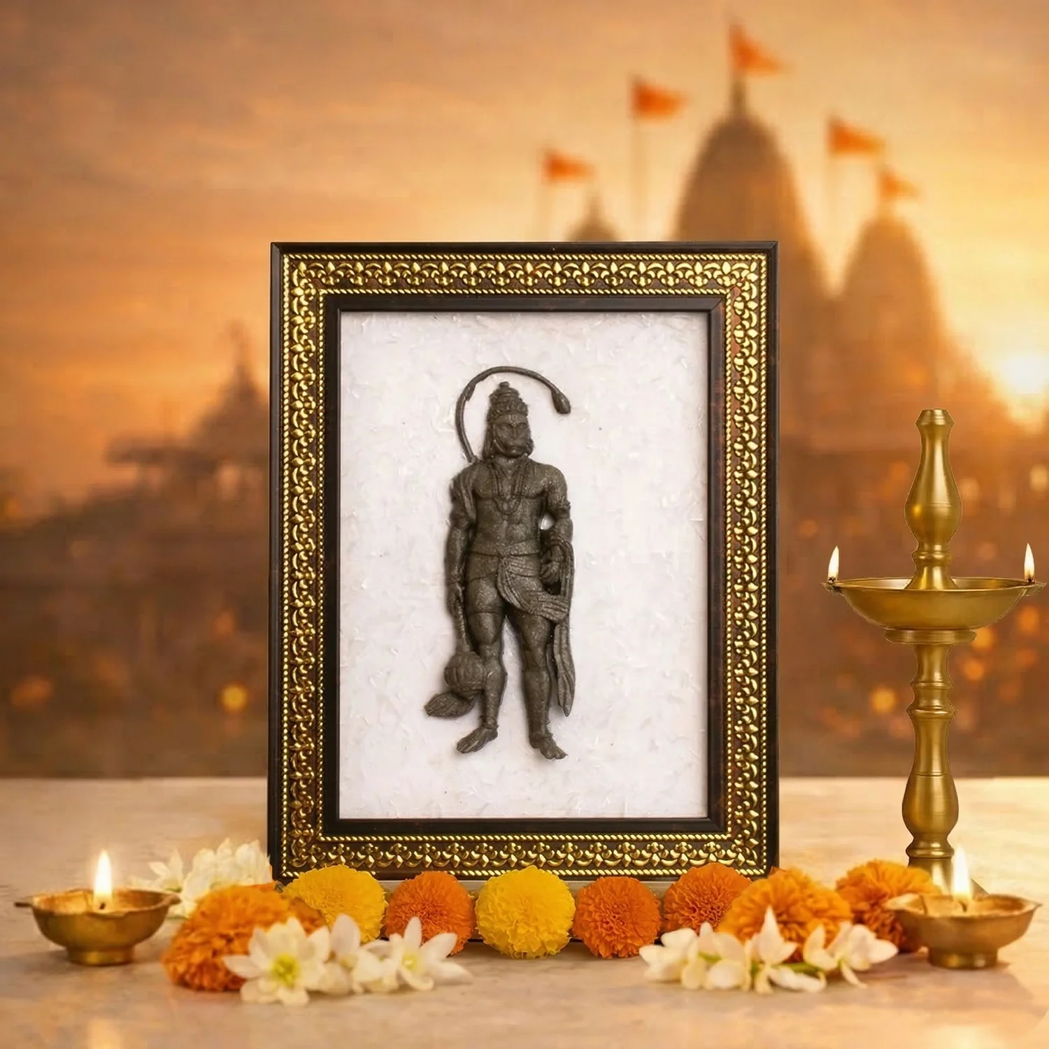 Pyrite Hanuman Ji on Selenite Frame - Image 15