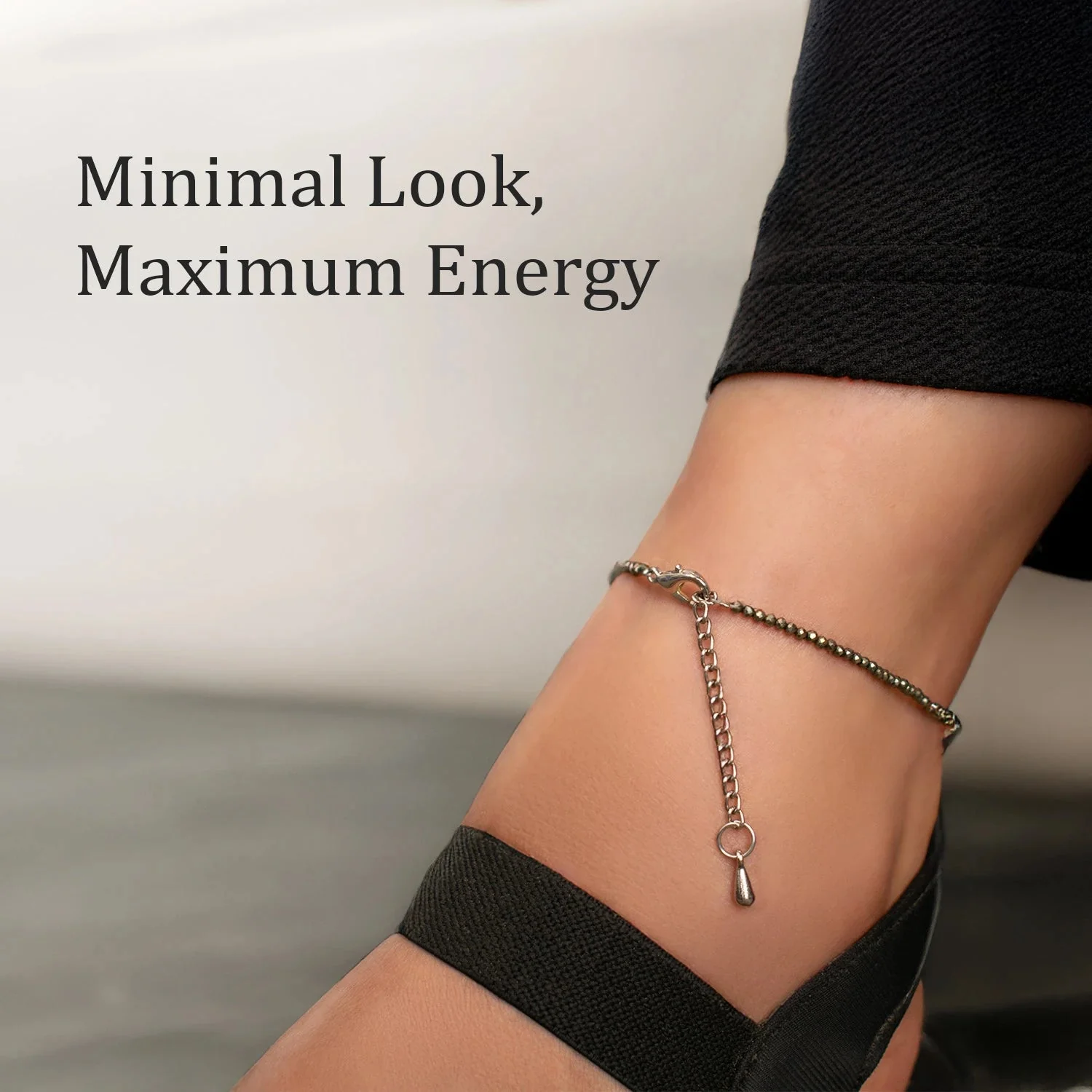 Raw Pyrite Anklet with Free Raw Selenite Plate - Image 4