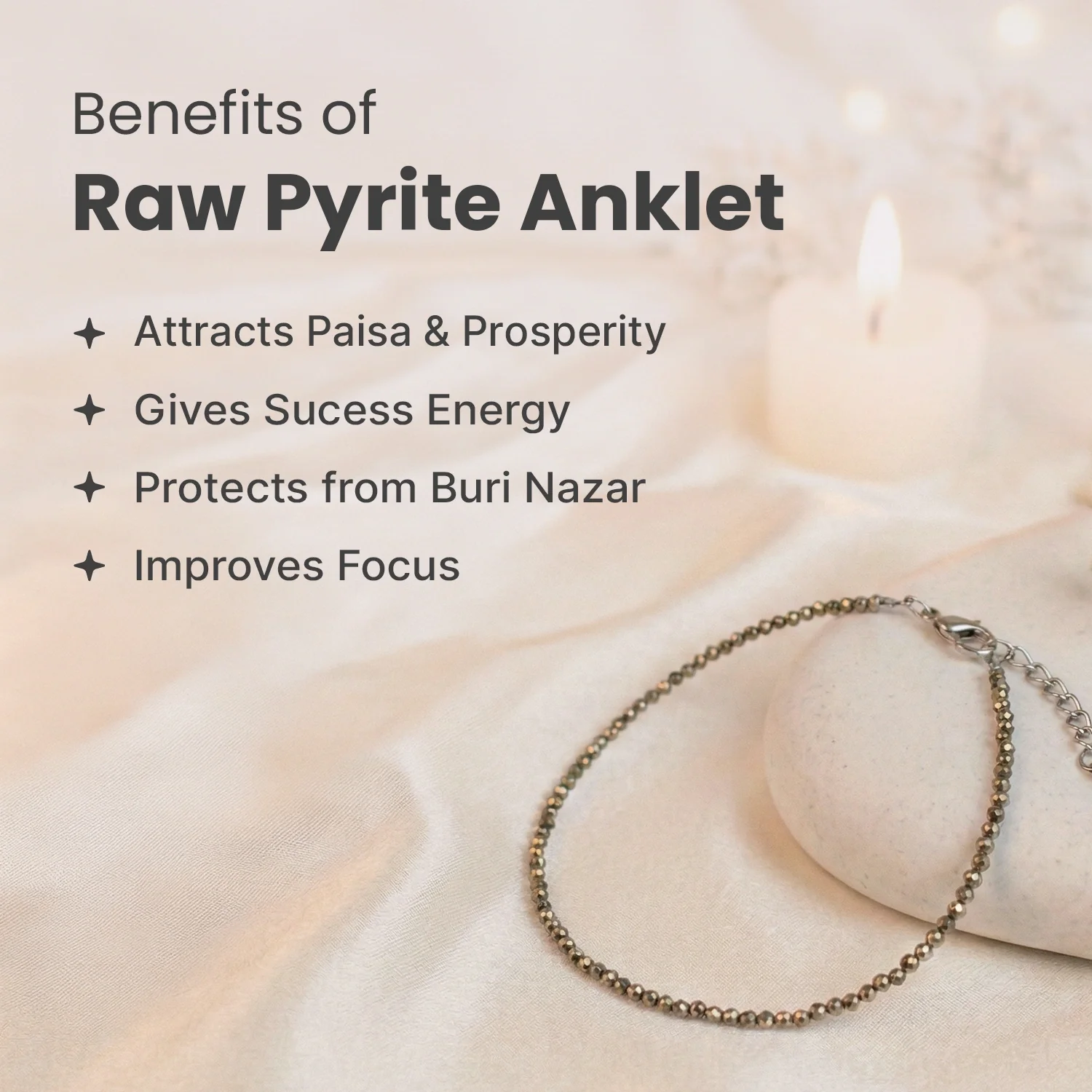 Pyrite Anklet with FREE Rose Quartz Bracelet - Image 5