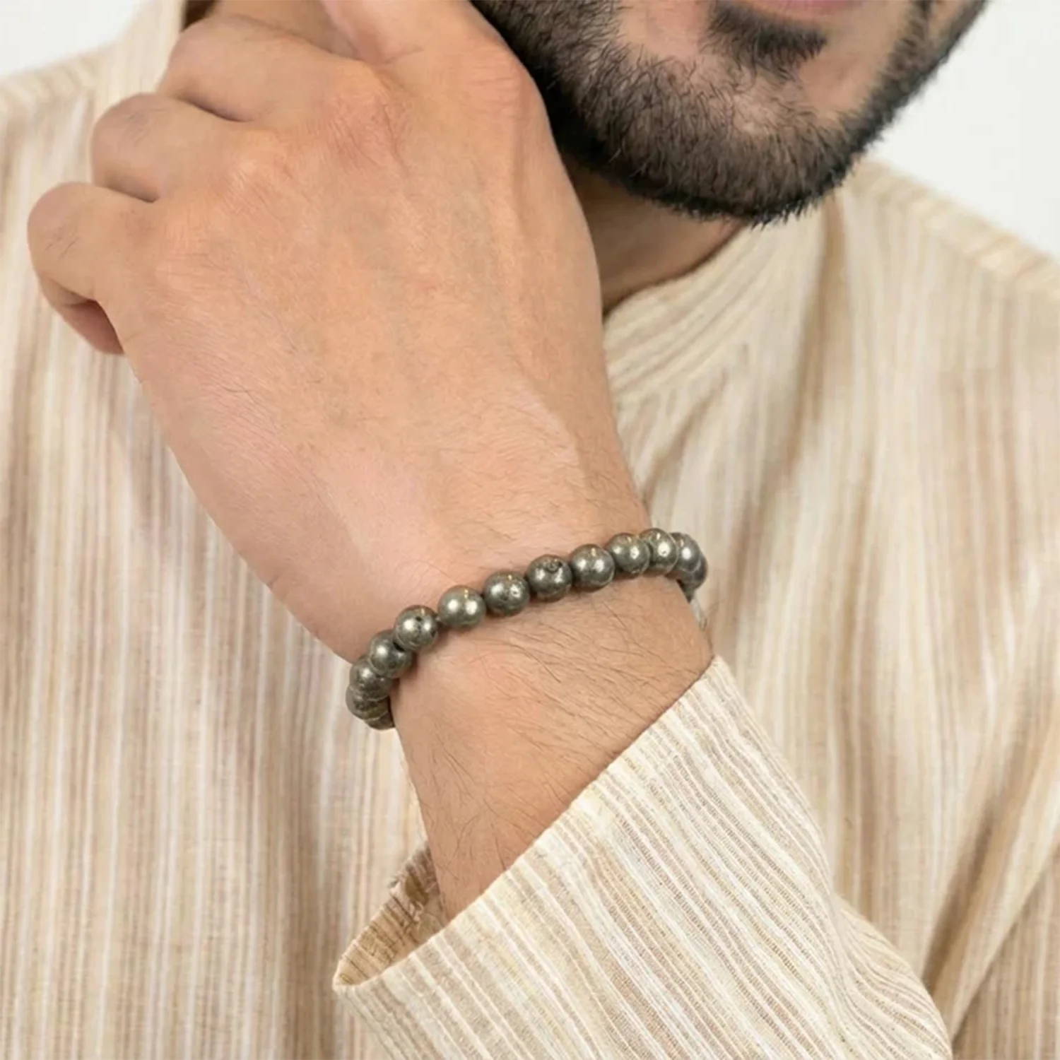 Raw Pyrite Bracelet with FREE Raw Selenite Plate - Image 9