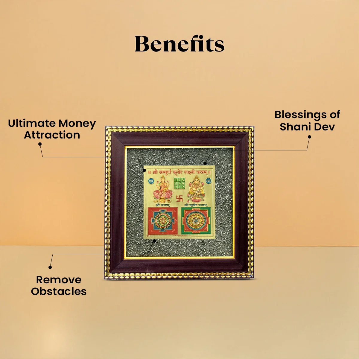 Lakshmi Kuber Yantra on Raw Pyrite Frame - Image 3