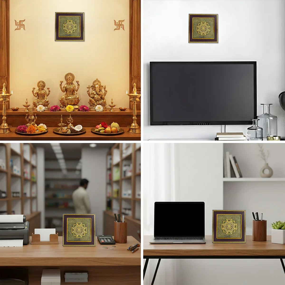 Shree Yantra on Raw Pyrite Frame - Image 8