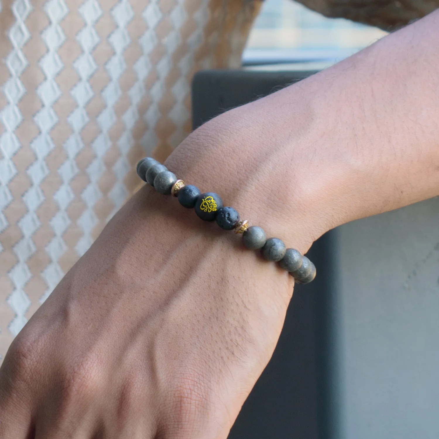 Raw Pyrite Bracelet with Ganesh Bead - Image 3