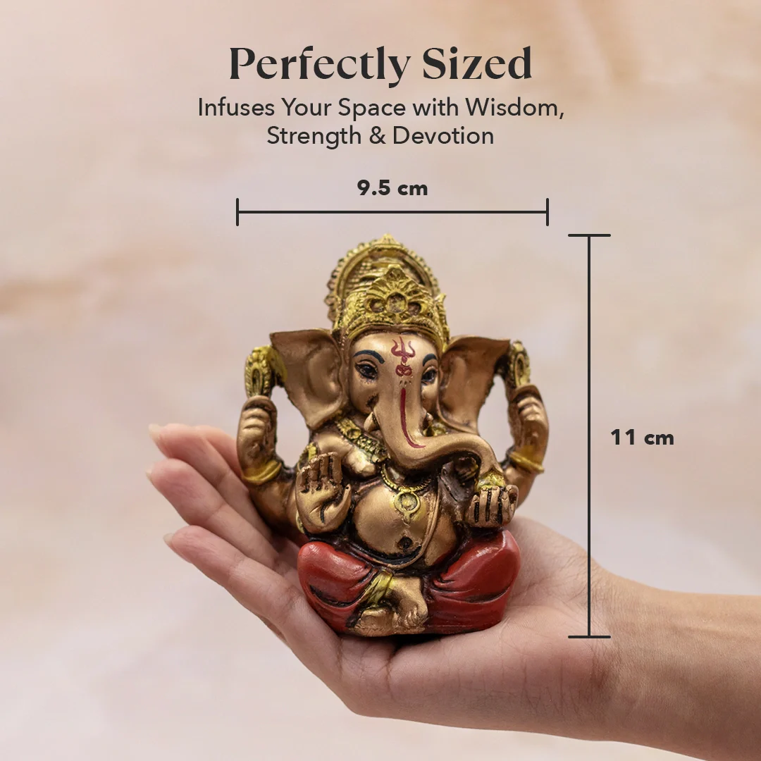 Red & Golden Ganesh Ji Murti – Riddhi Siddhi Roop - Image 3