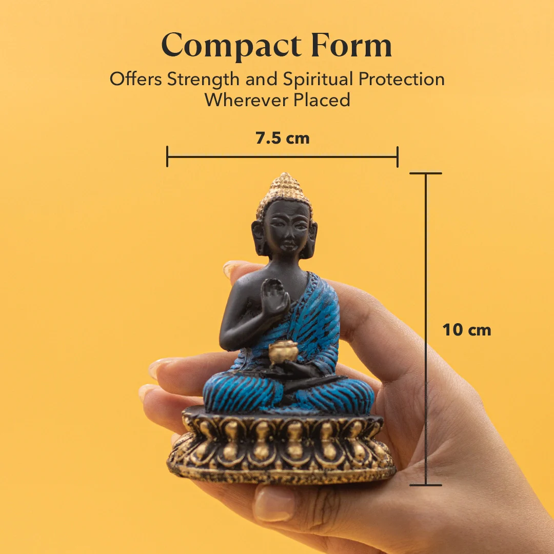 Blue Meditating Buddha Murti - Image 3