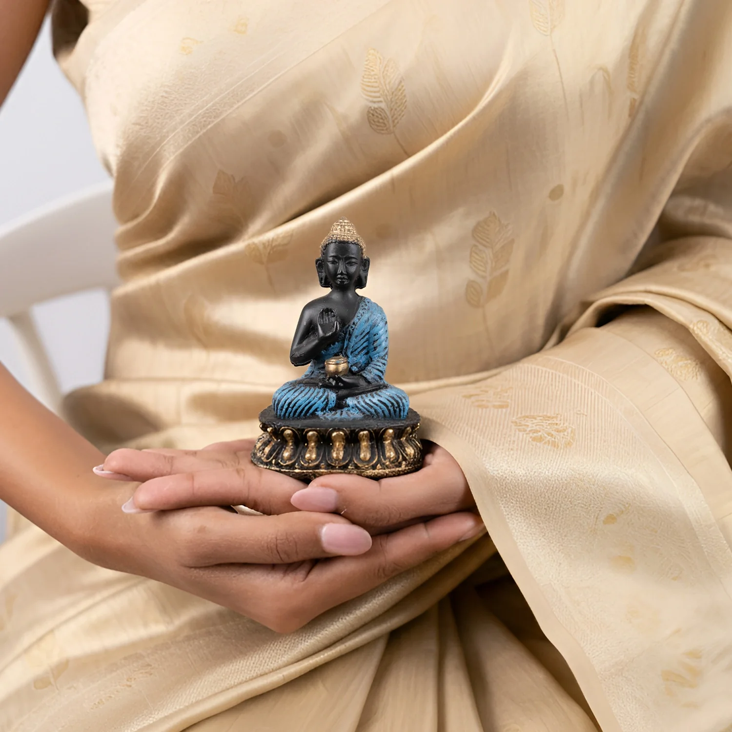 Blue Meditating Buddha Murti - Image 6