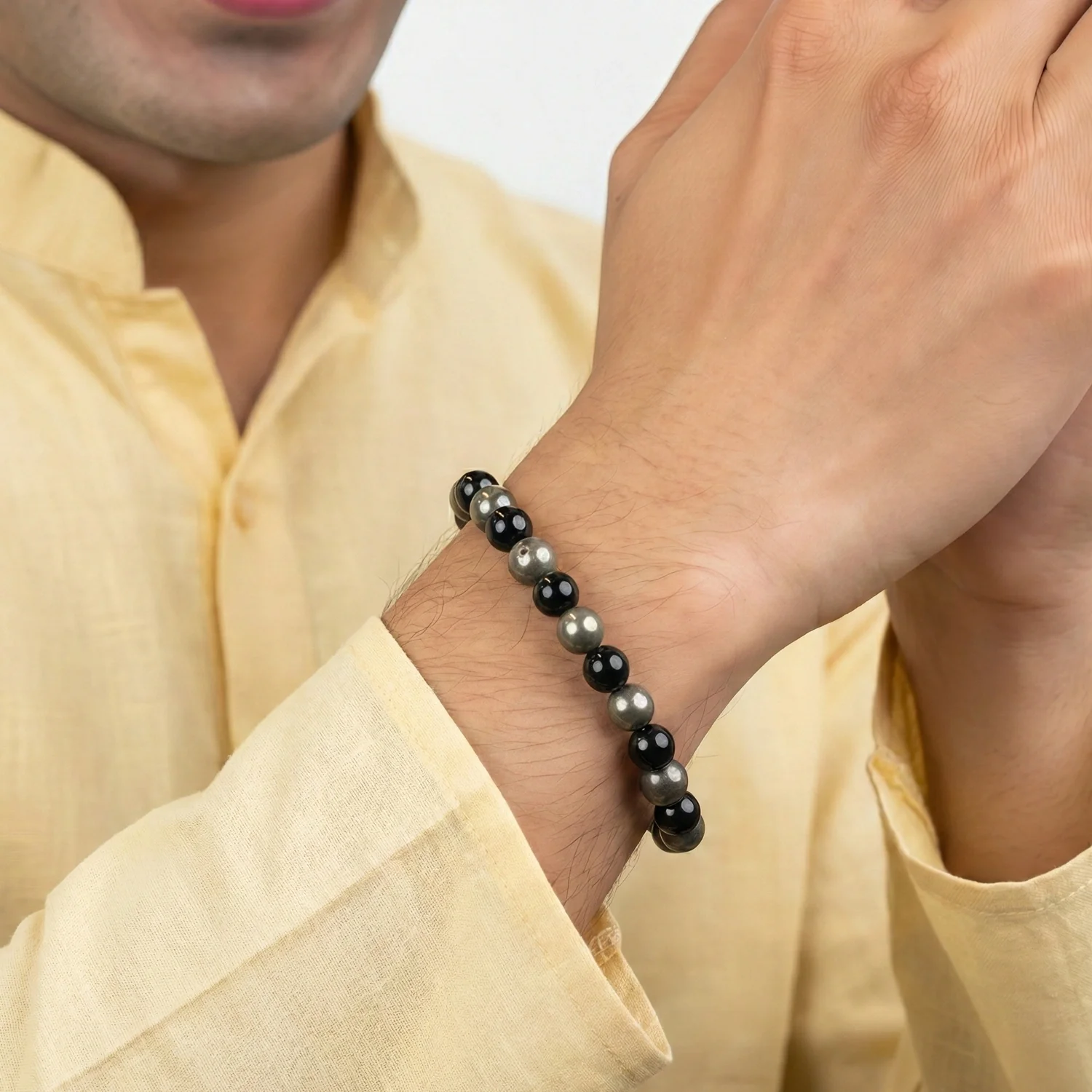 Richie Rich Bracelet with Pyrite & Black Obsidian - Image 8