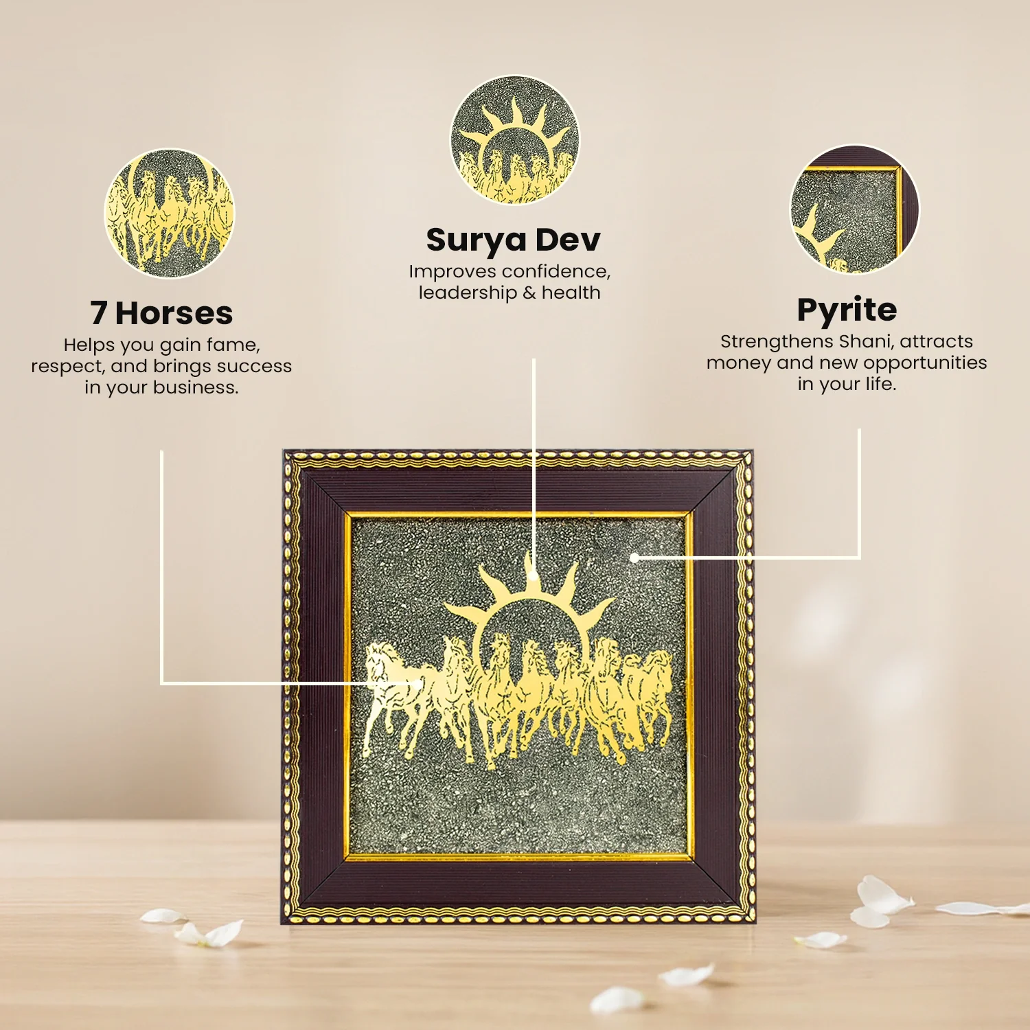 7 Horses on Raw Pyrite Frame - Image 7