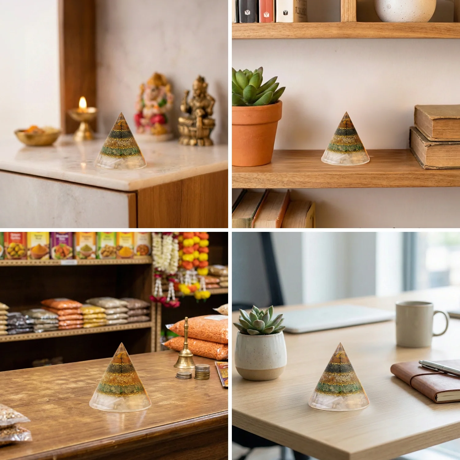 Conical Dhan Yog Pyramid With Selenite Base - Image 8
